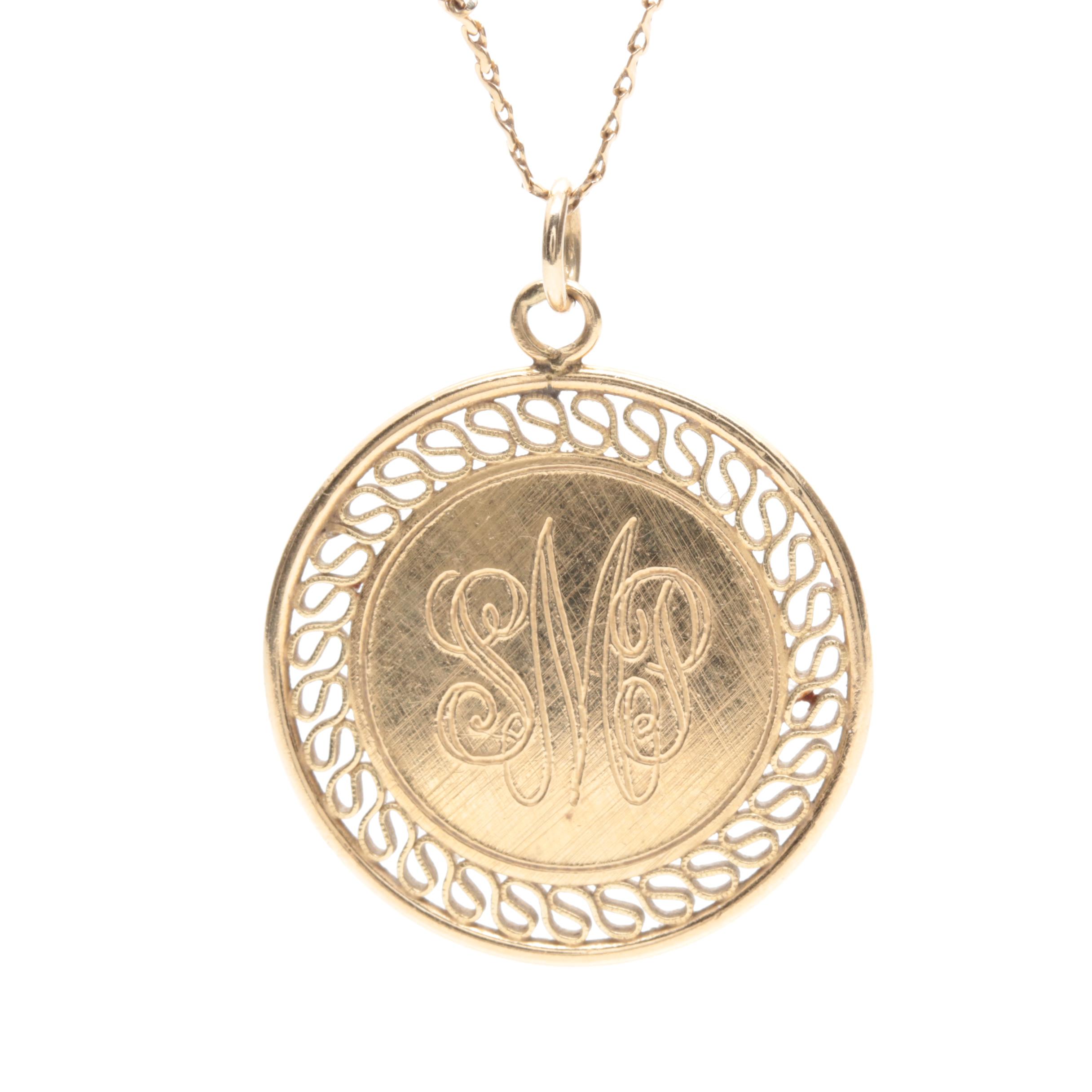 14K Yellow Gold Monogrammed Necklace