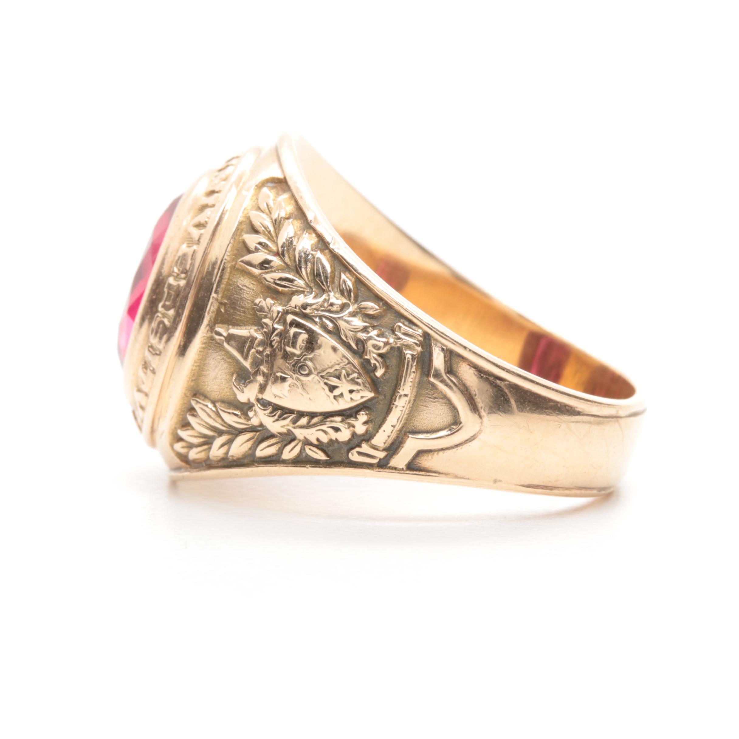 1954 Ohio State 10K Yellow Gold Synthetic Ruby Class Ring