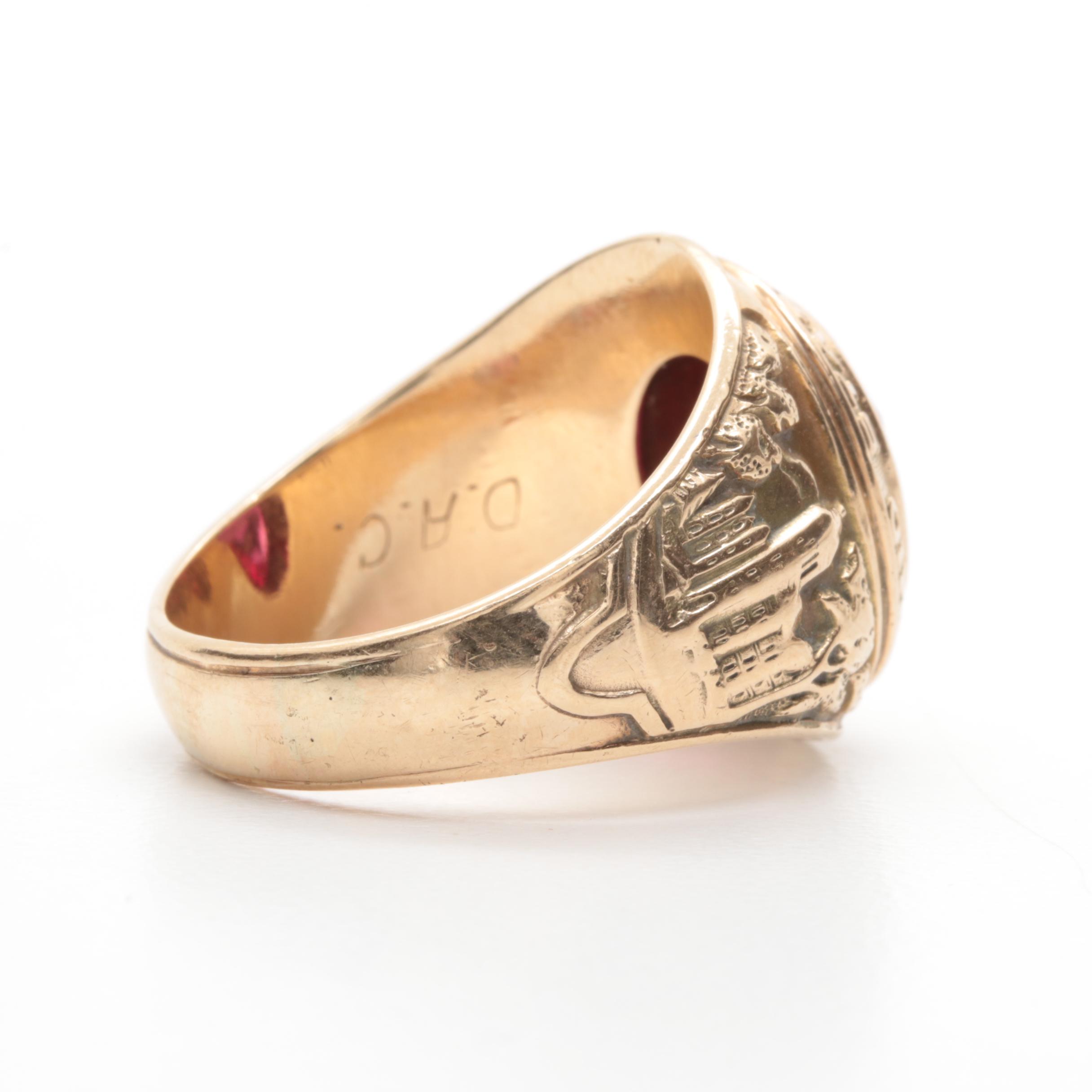 1954 Ohio State 10K Yellow Gold Synthetic Ruby Class Ring