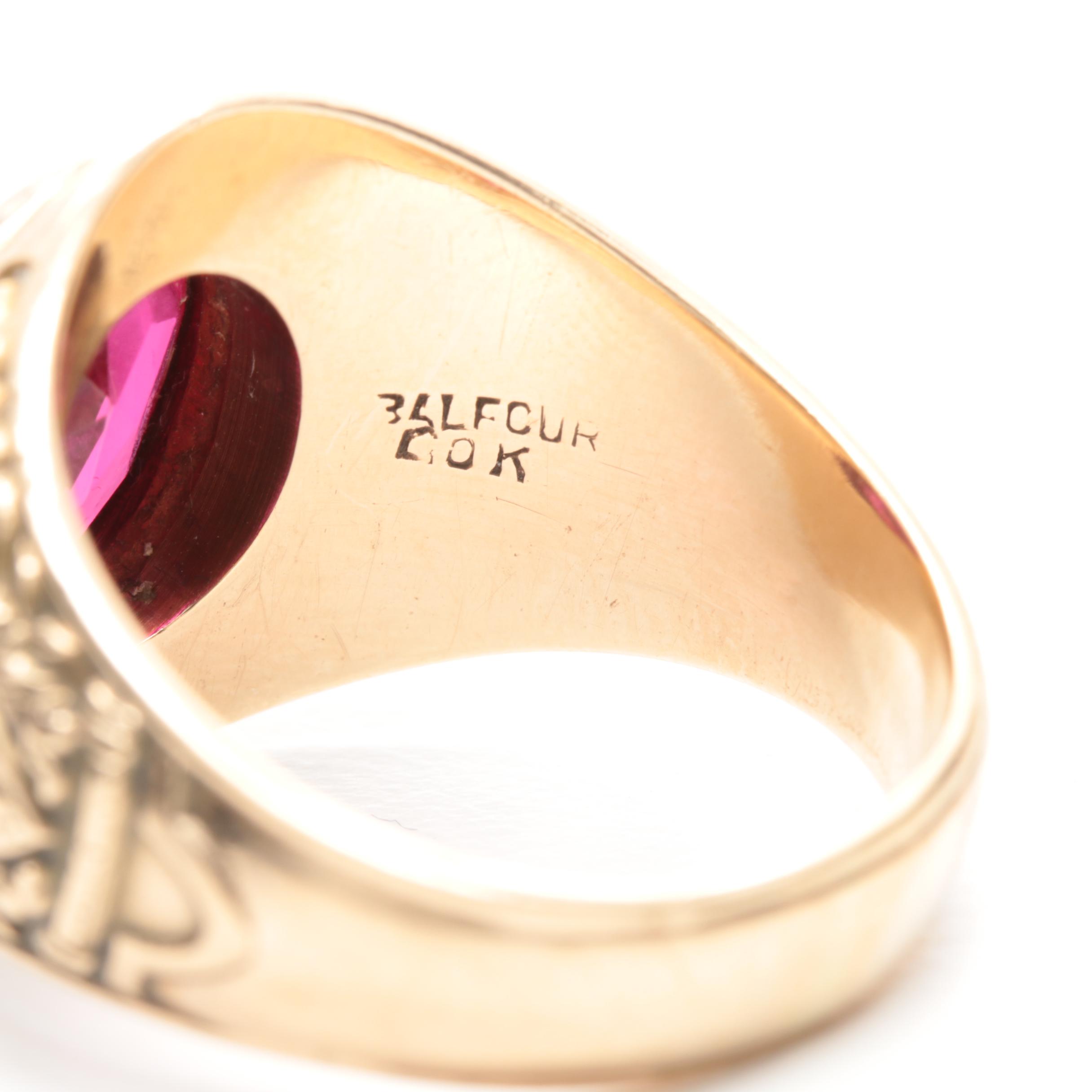 1954 Ohio State 10K Yellow Gold Synthetic Ruby Class Ring
