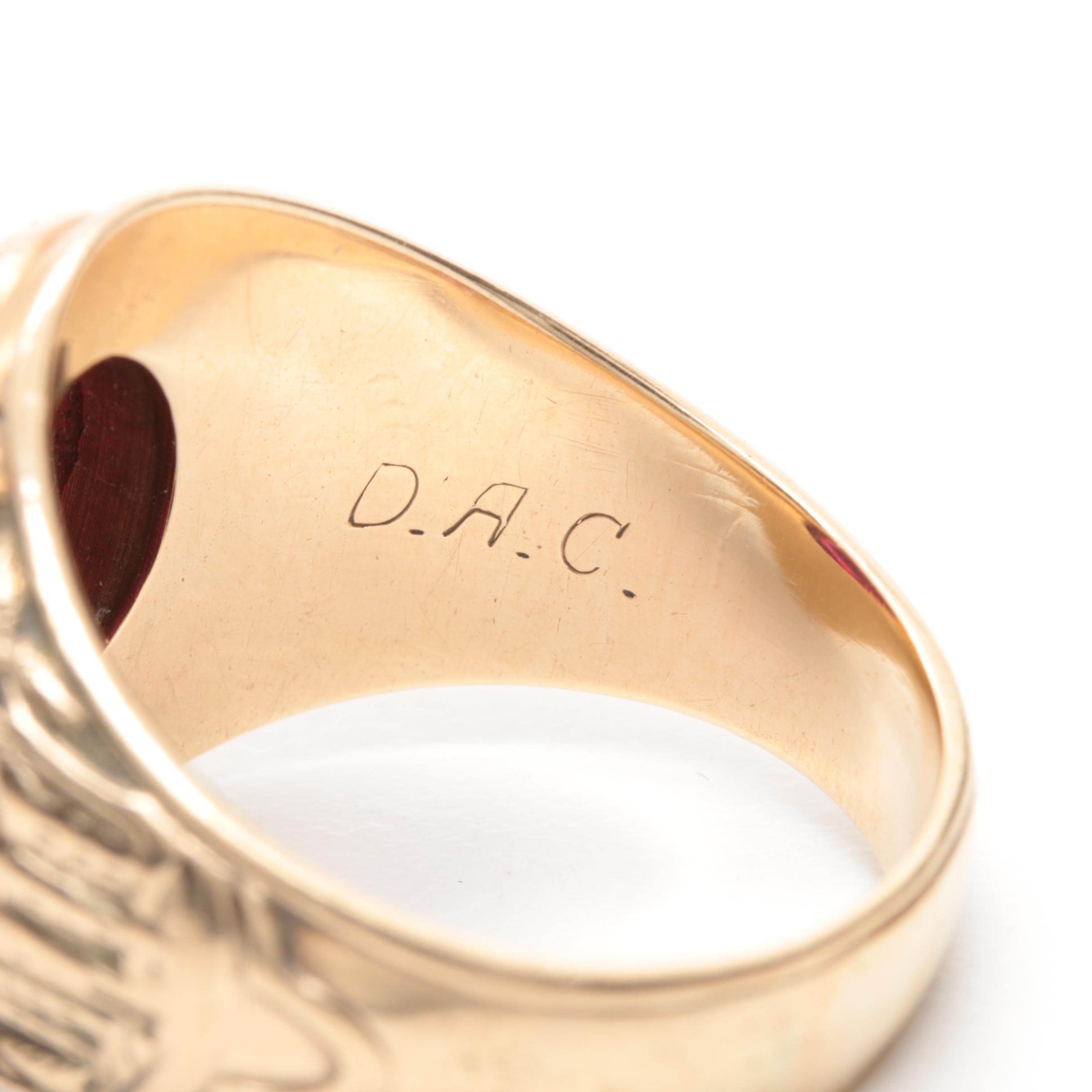 1954 Ohio State 10K Yellow Gold Synthetic Ruby Class Ring