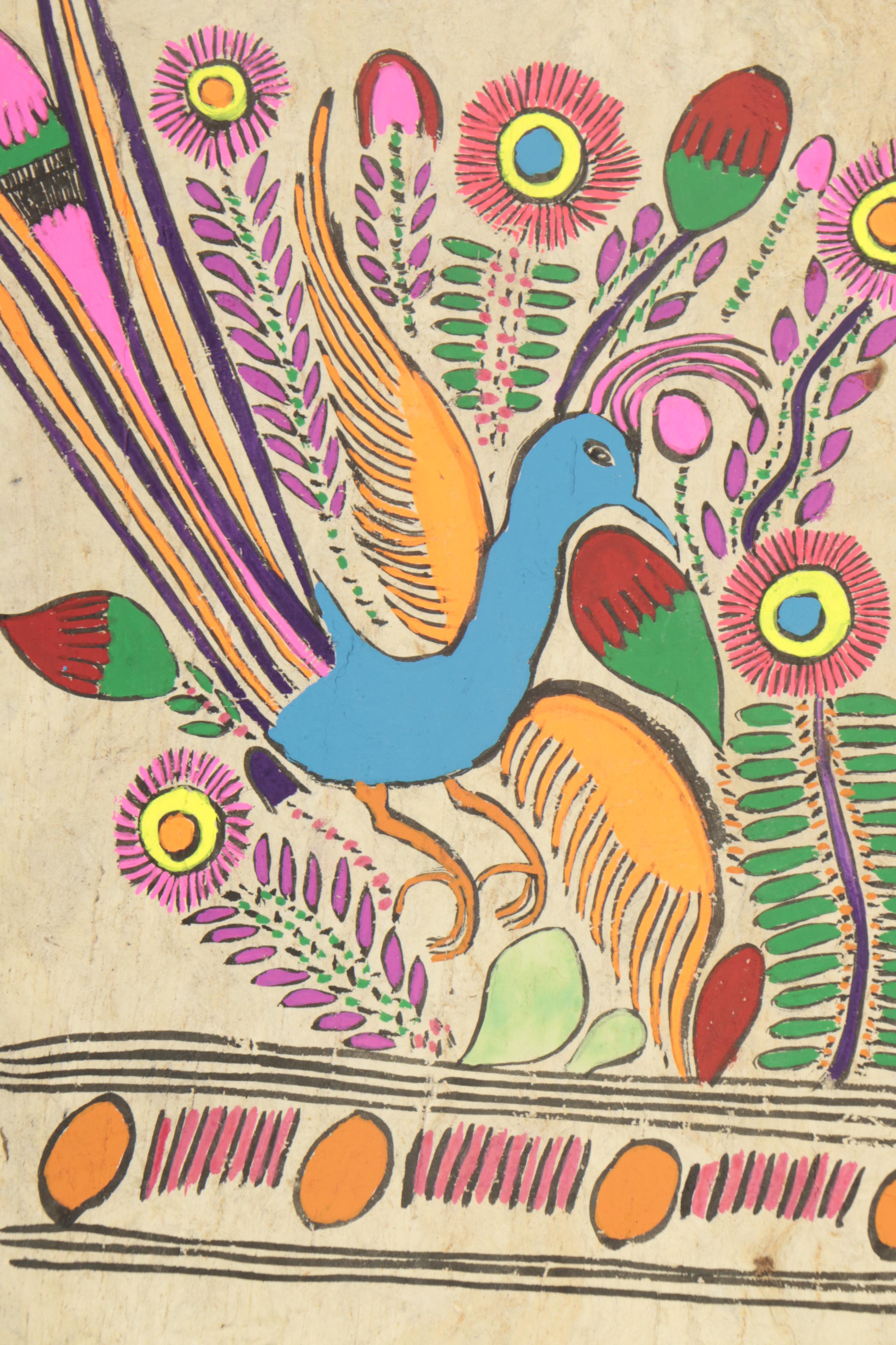 Mexican Amate Gouache Paintings of Birds