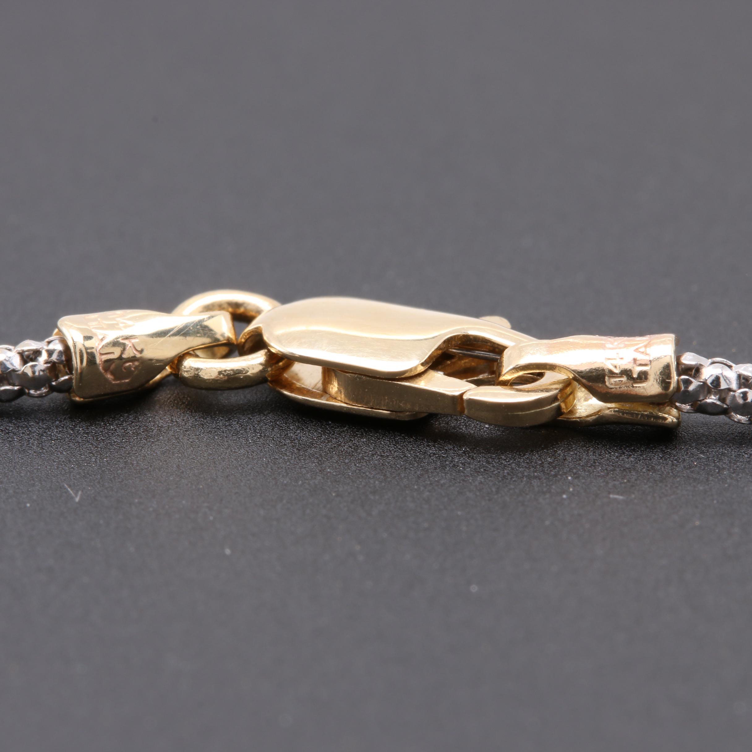 14K White Gold Popcorn Chain Anklet With Yellow Gold Accents