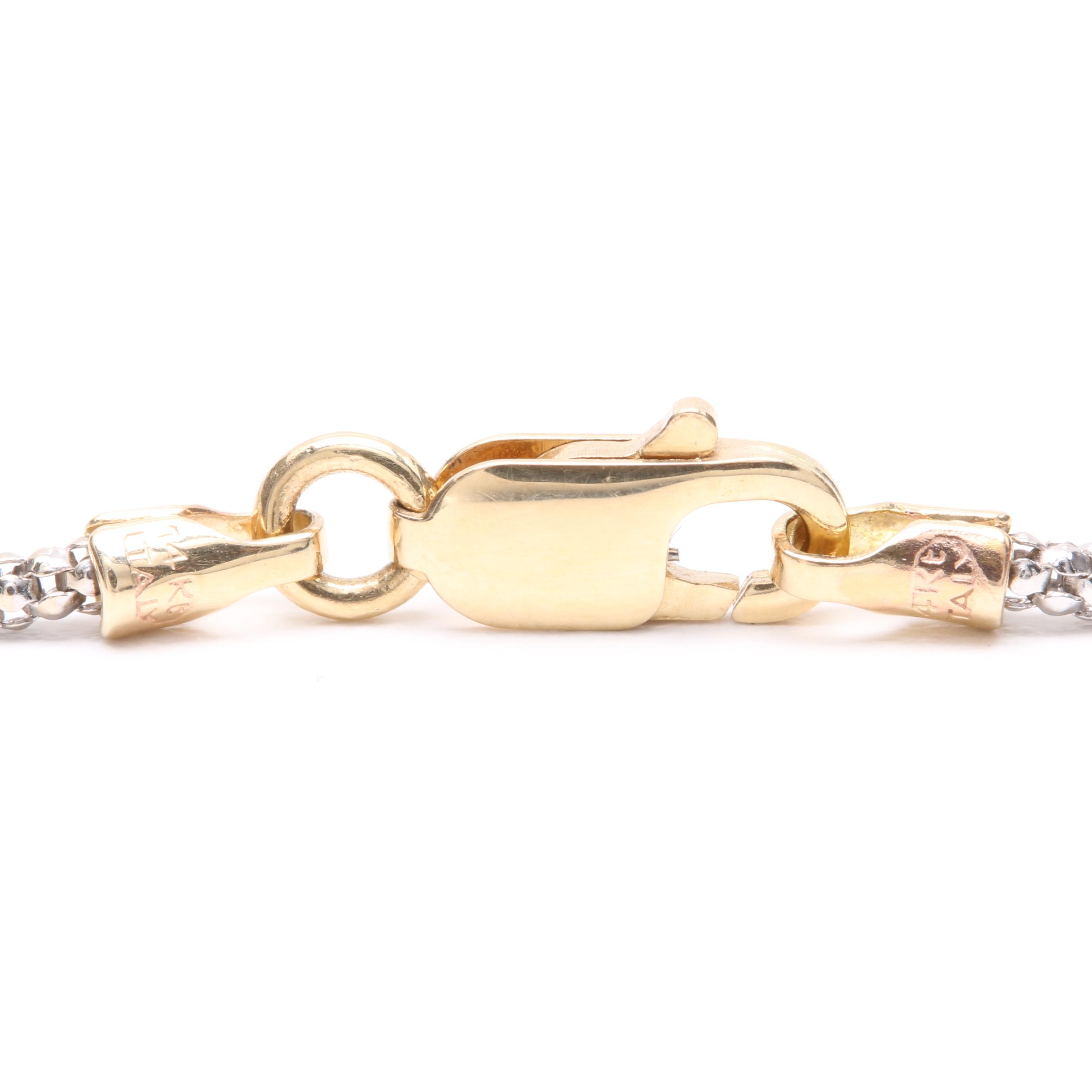 14K White Gold Popcorn Chain Anklet With Yellow Gold Accents