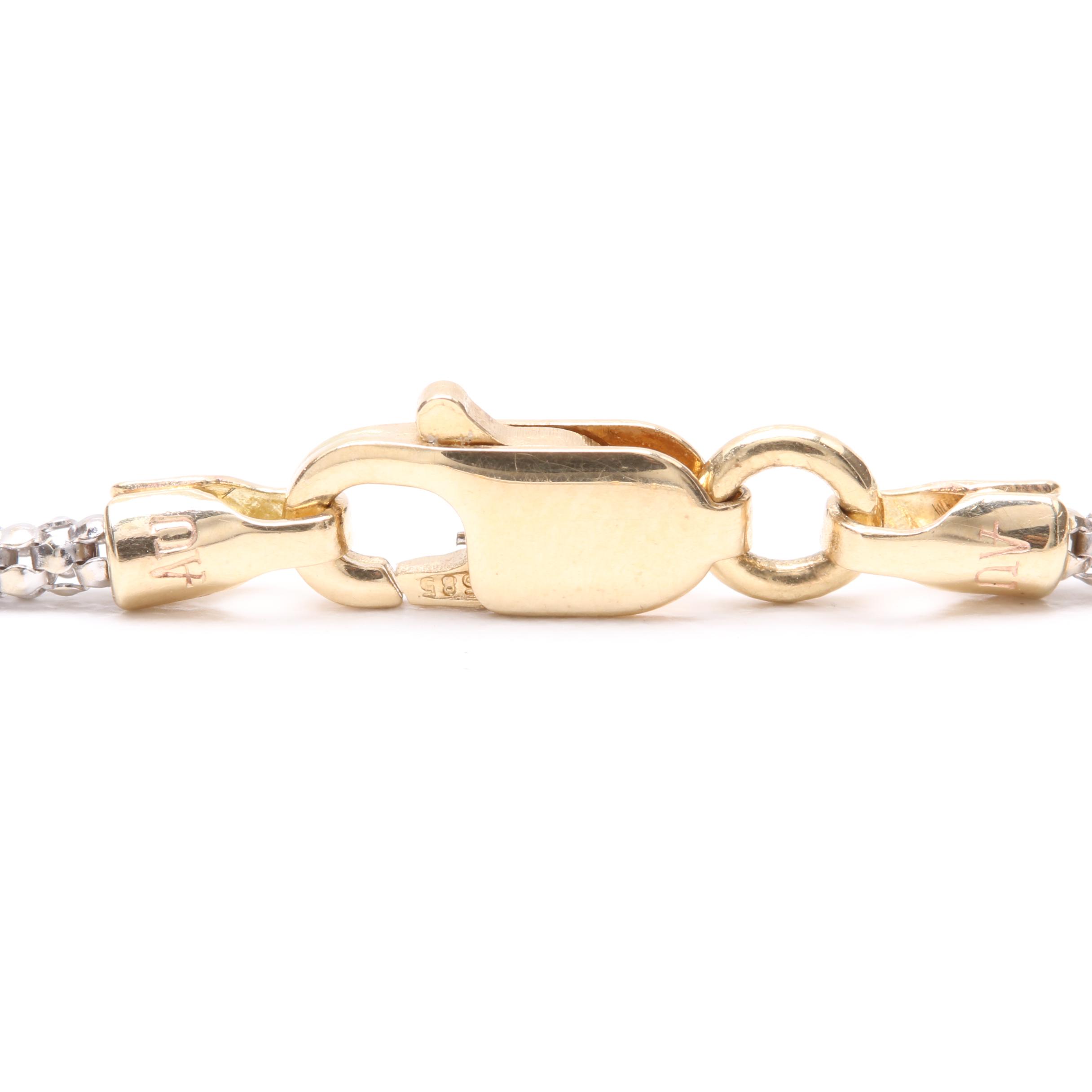14K White Gold Popcorn Chain Anklet With Yellow Gold Accents