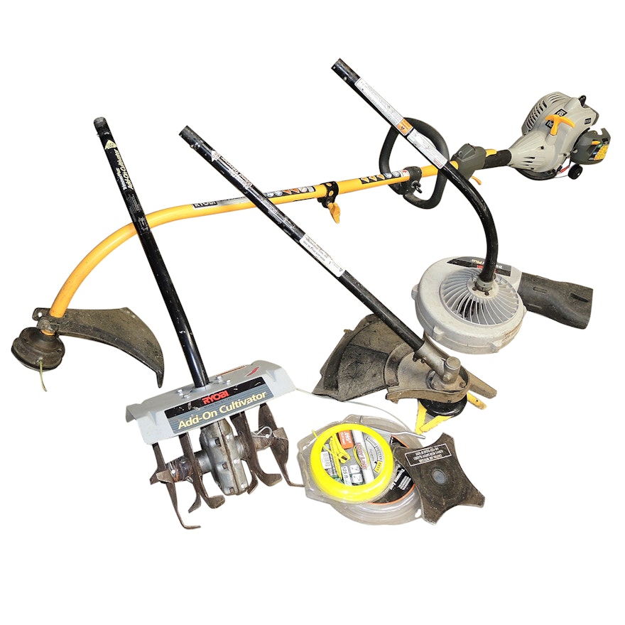 Ryobi EX26 Trimmer with Tiller and Blower Attachments
