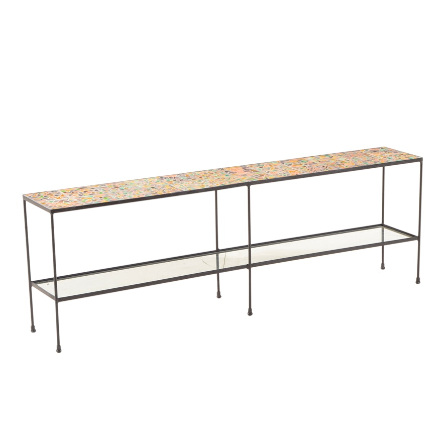 Mosiac Tiled Wrought Iron Console / Sofa Table