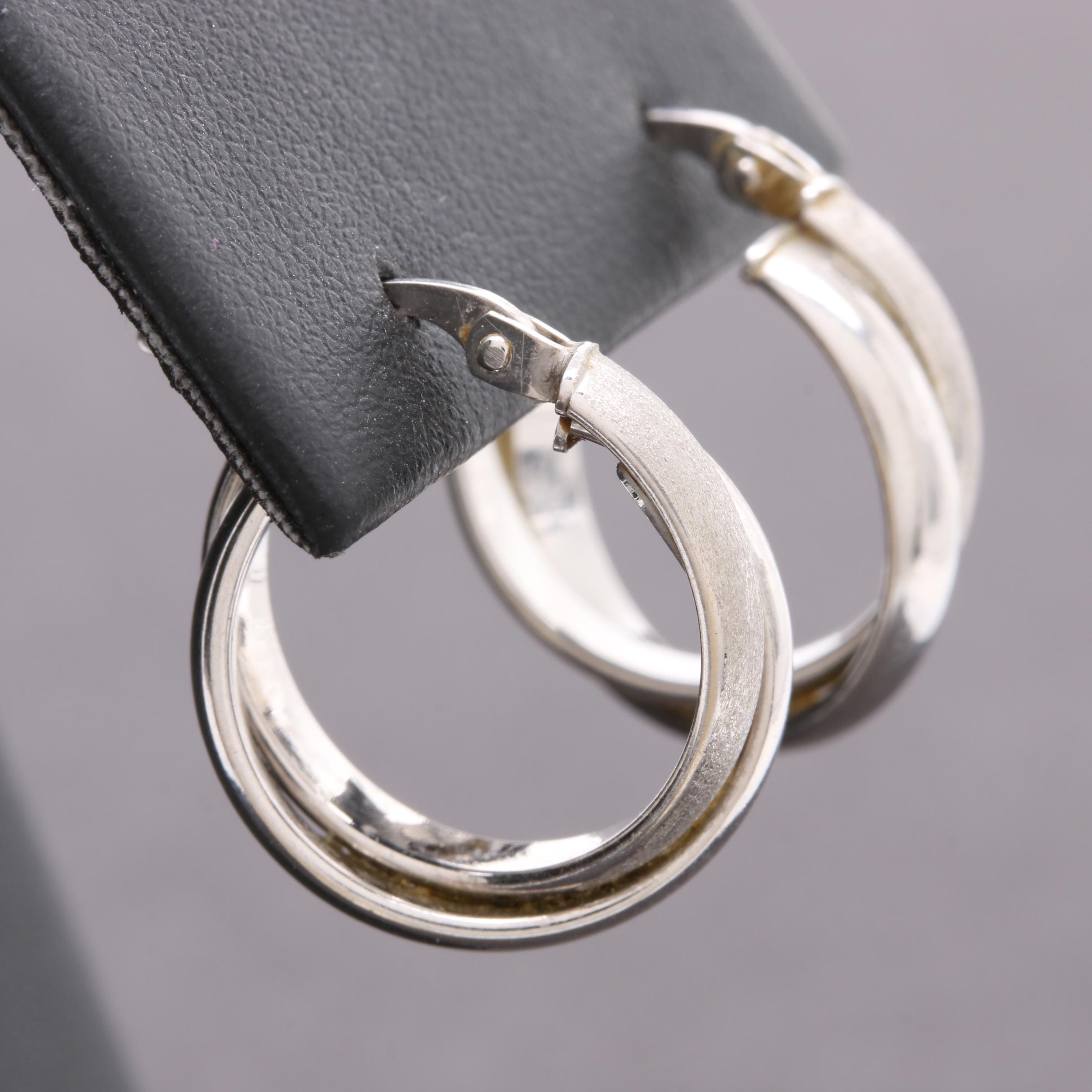 14K White Gold Hoop Earrings