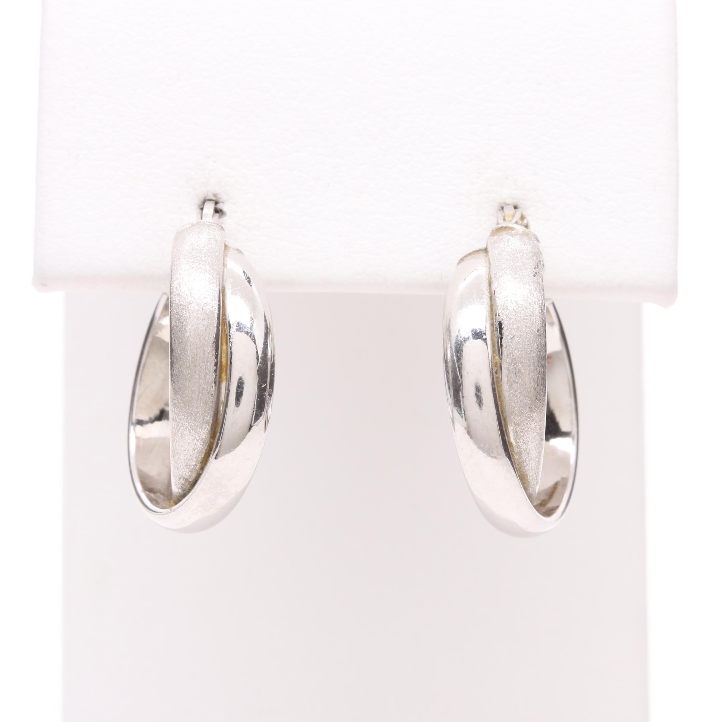 14K White Gold Hoop Earrings