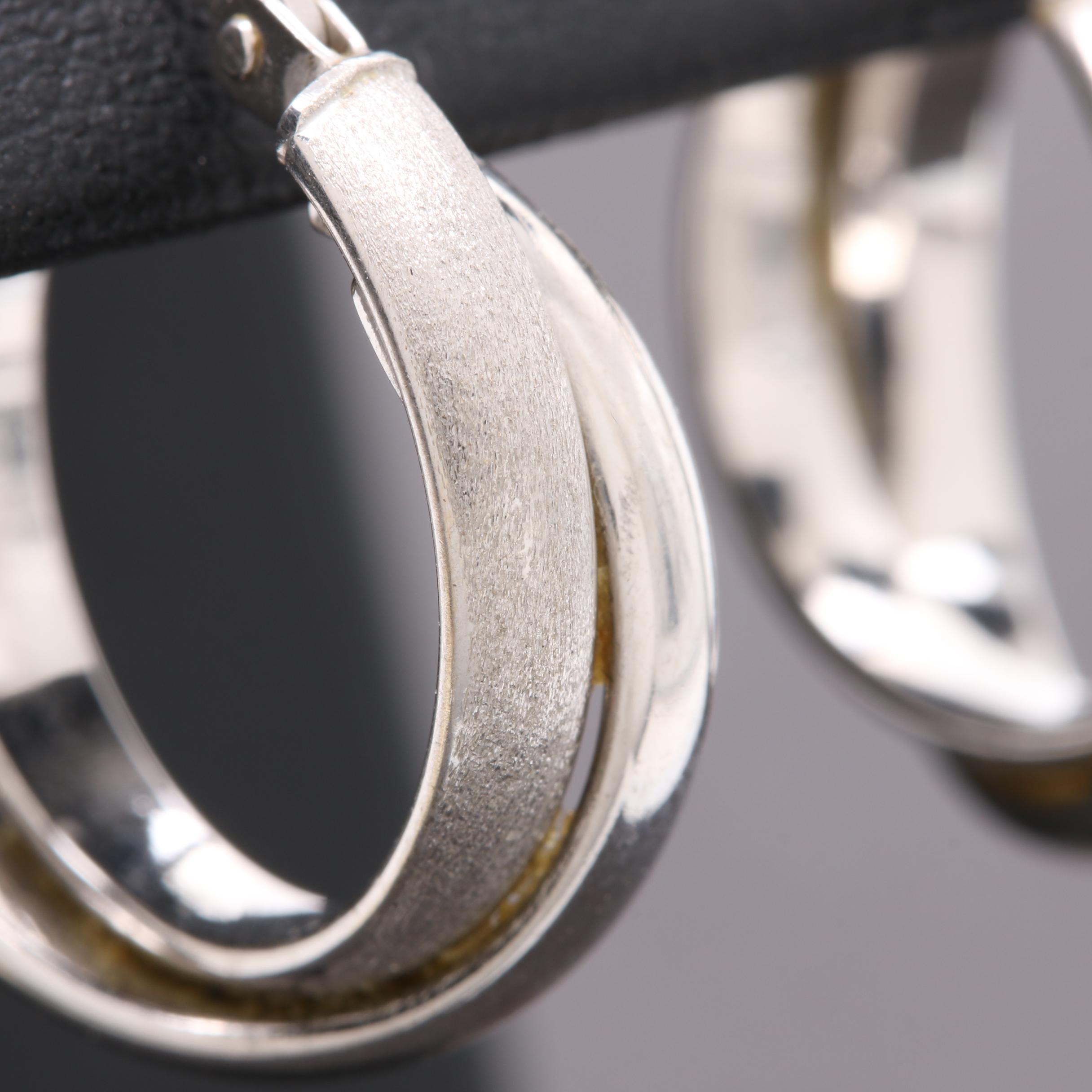 14K White Gold Hoop Earrings