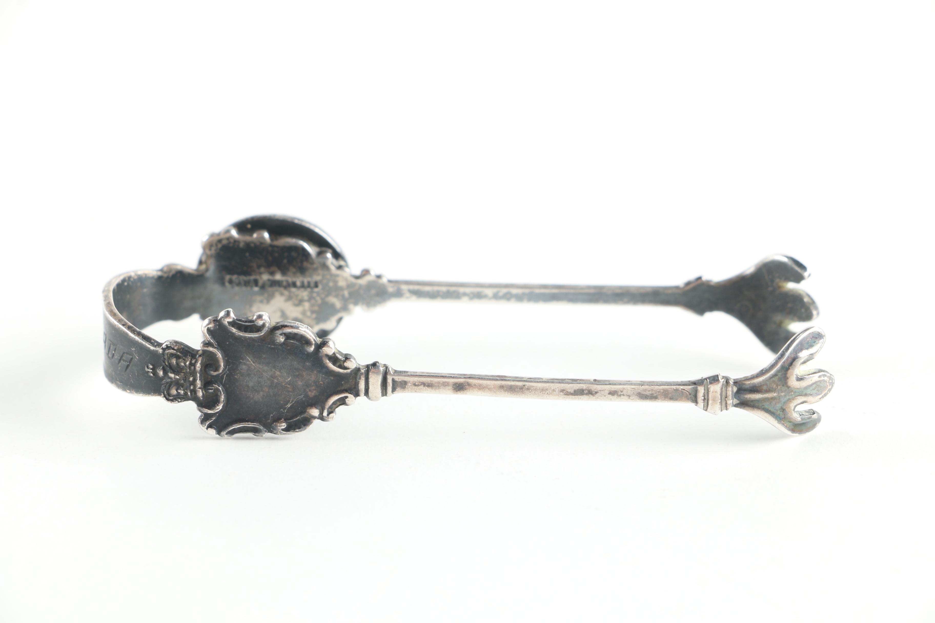 Breadner Manufacturing Co. Sterling and Enameled Souvenir Montreal Sugar Tongs