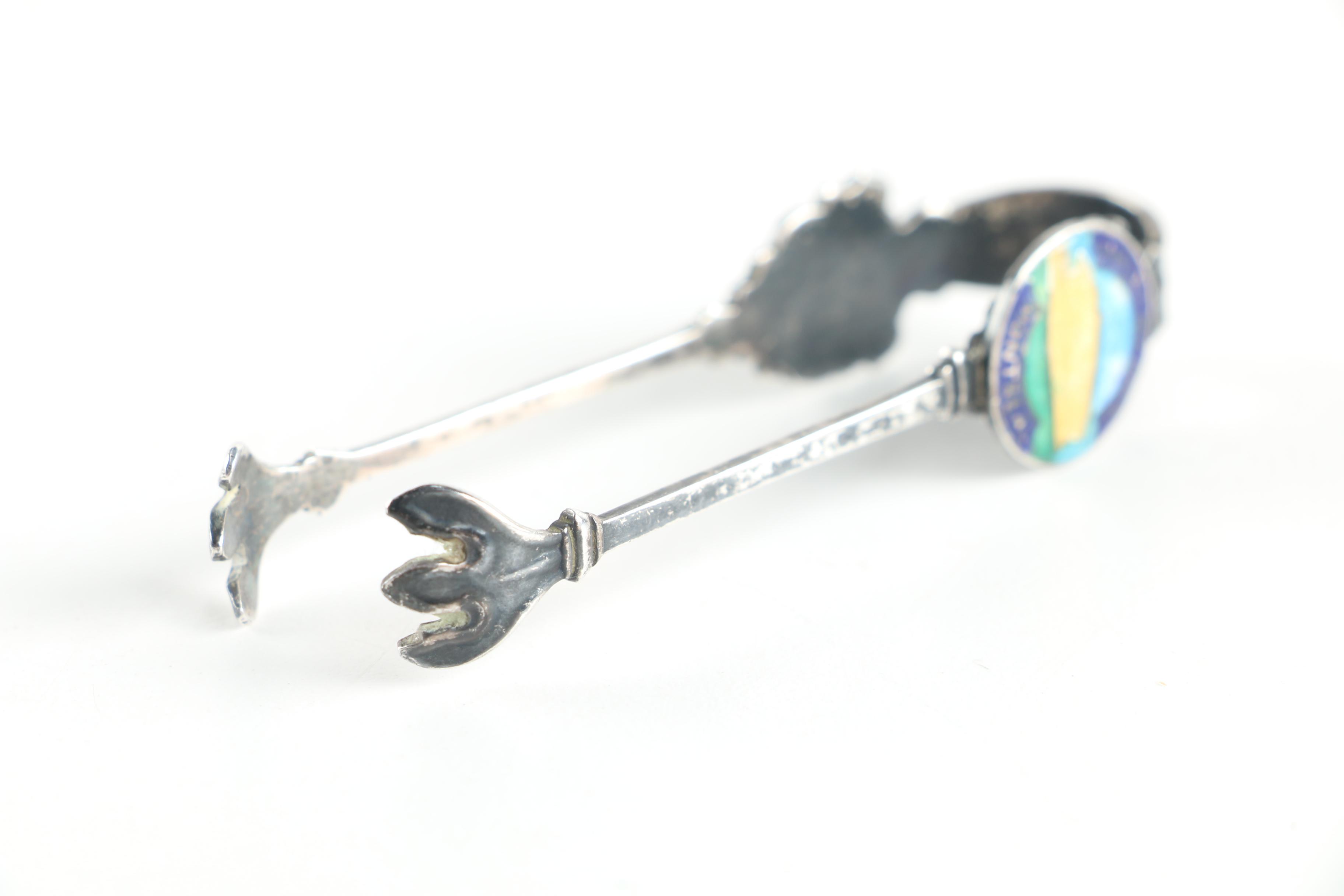 Breadner Manufacturing Co. Sterling and Enameled Souvenir Montreal Sugar Tongs