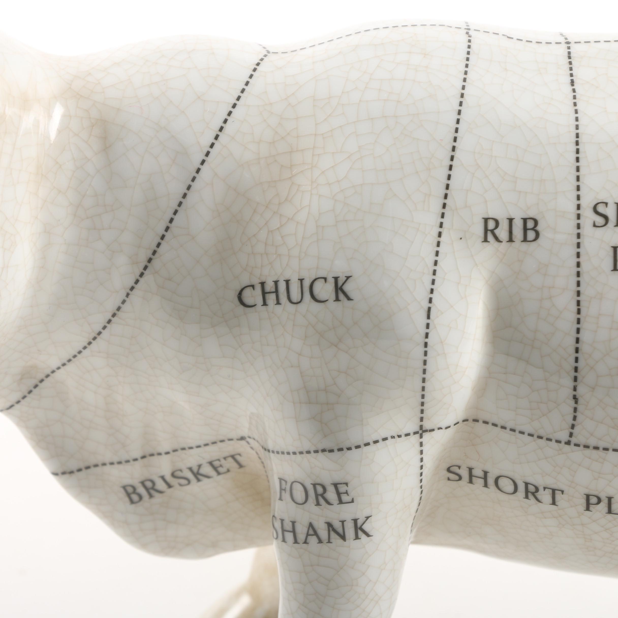 Ceramic Butcher's Beef Cut Chart Cow Figurine