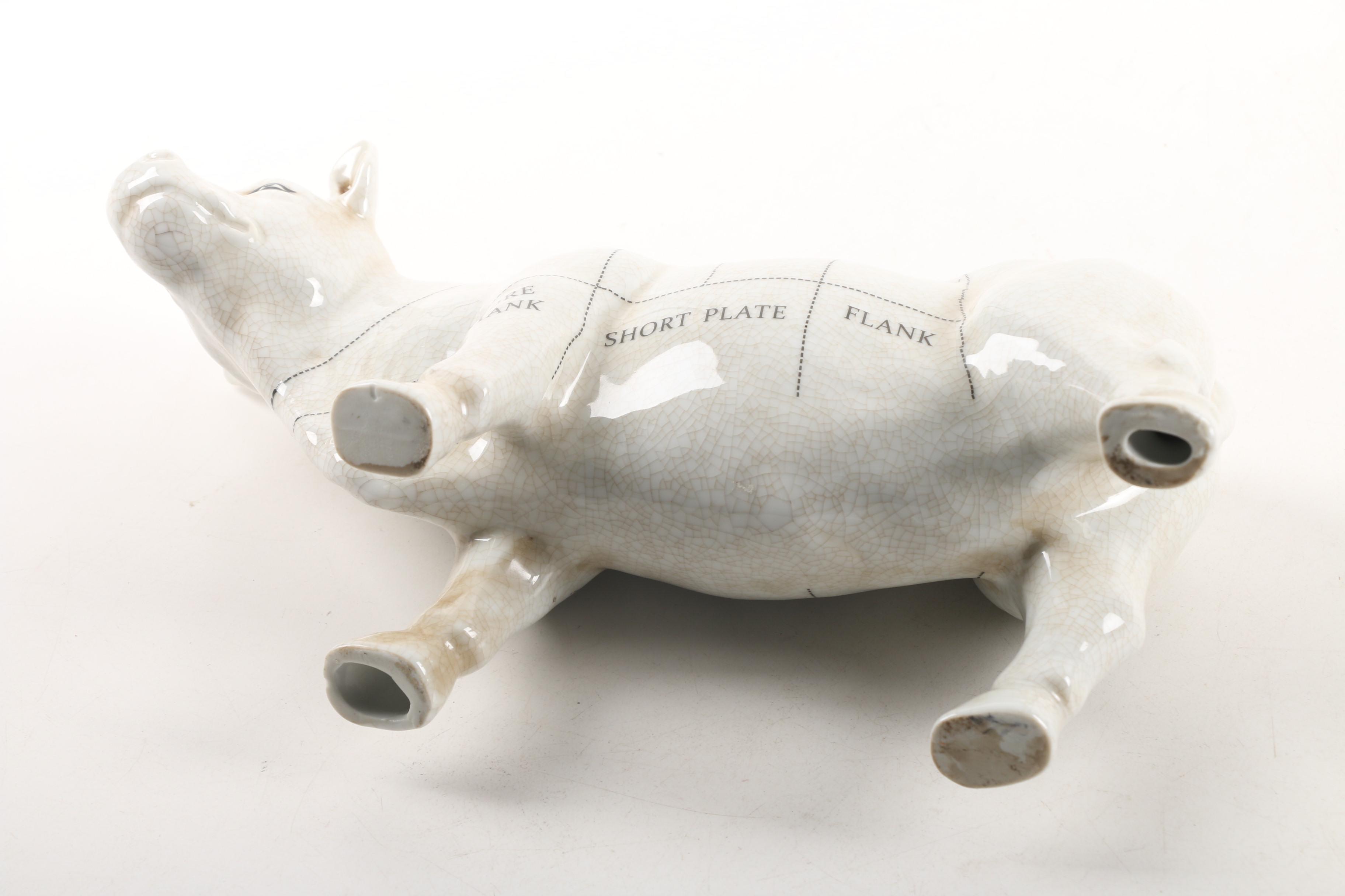Ceramic Butcher's Beef Cut Chart Cow Figurine