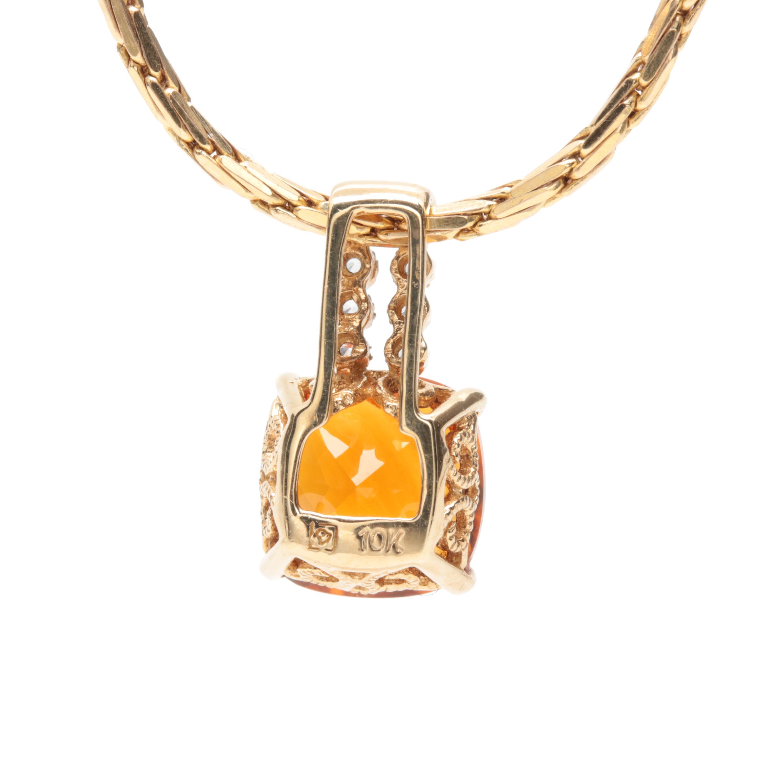 10K and 14K Yellow Gold Citrine and White Topaz Necklace and Earring Set