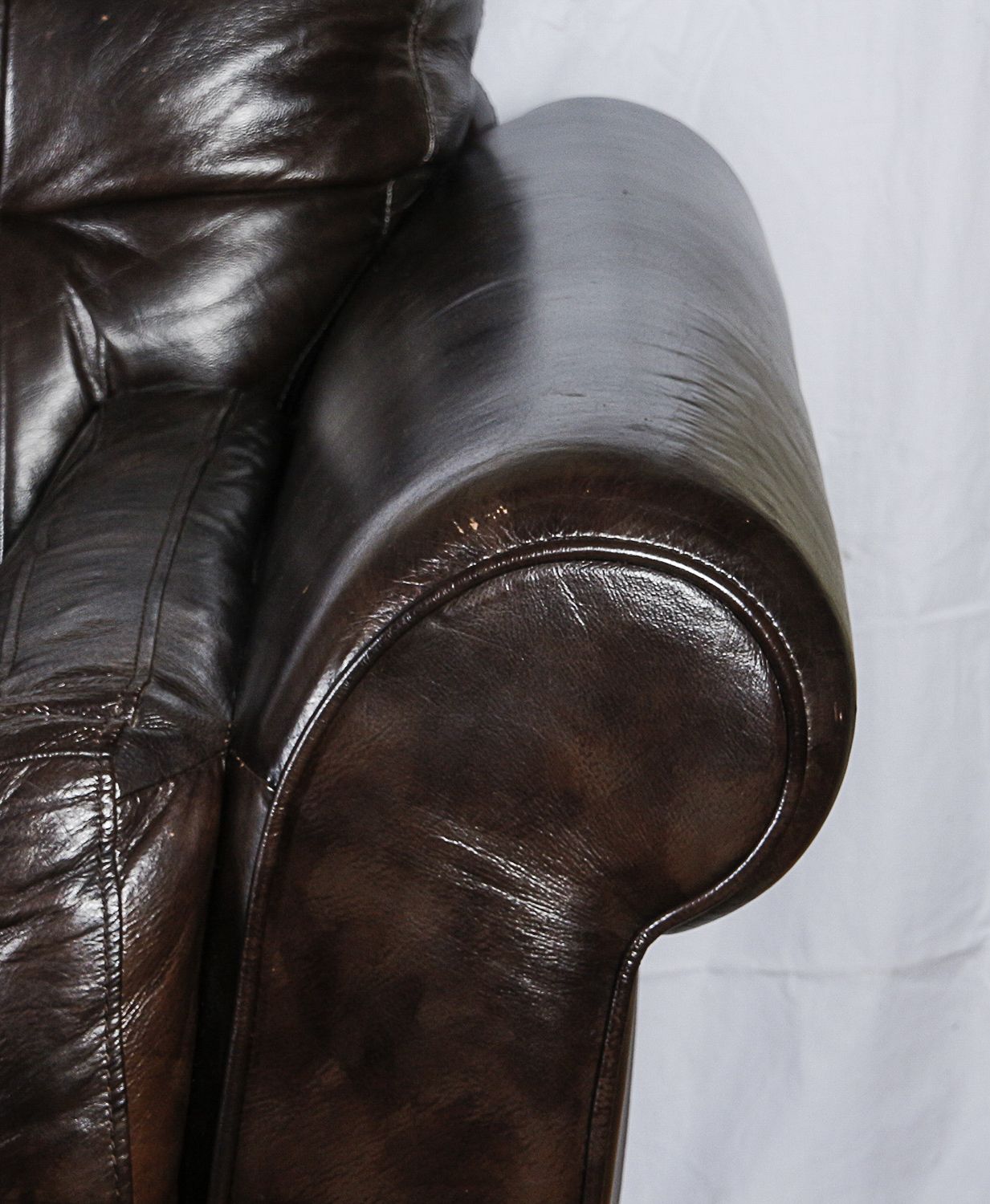 Chesterfield Style Brown Leather Sofa