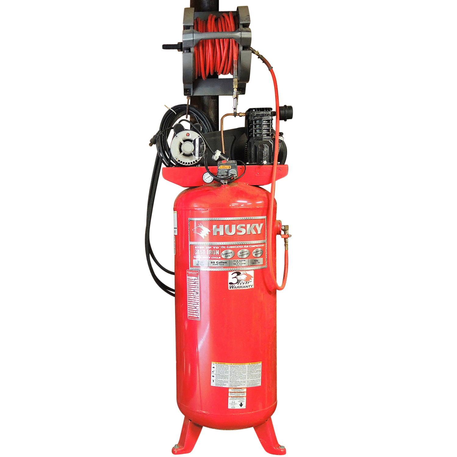 Husky 60 Gallon Vertical Air Compressor with Hose and Reel