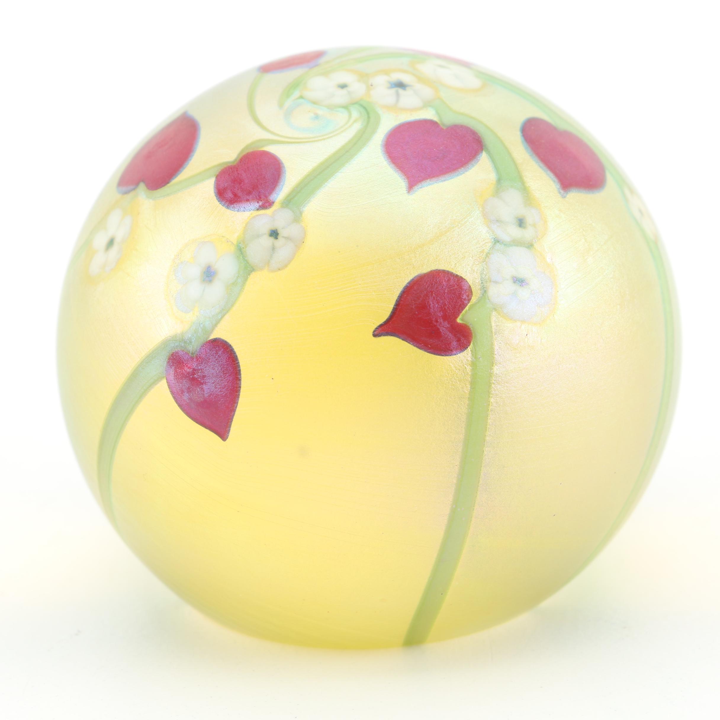 Orient & Flume Iridescent Art Glass Paperweight Circa 1984