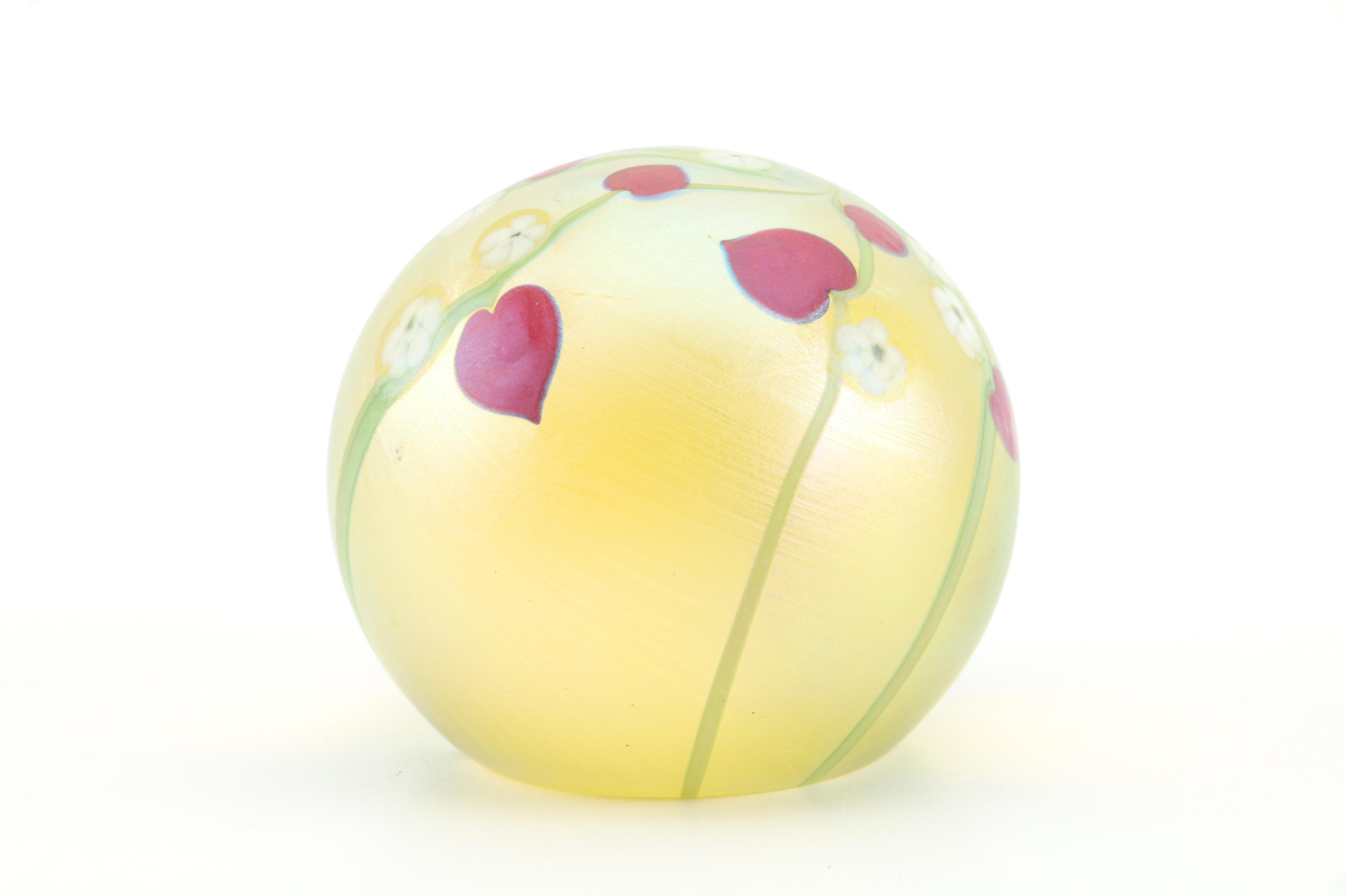 Orient & Flume Iridescent Art Glass Paperweight Circa 1984