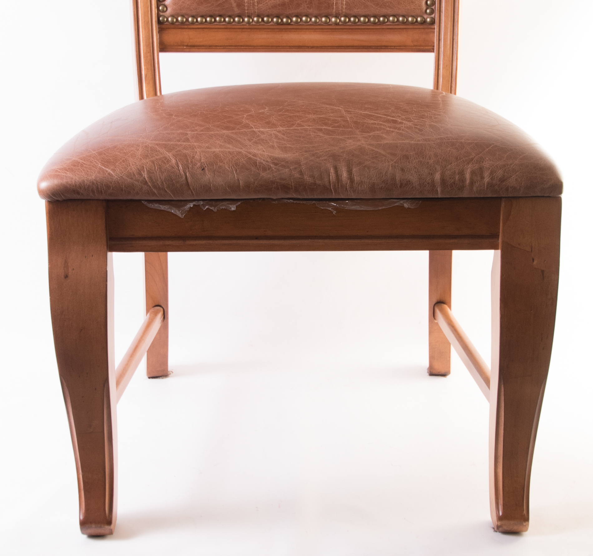 Six Wood and Leather Dining Chairs