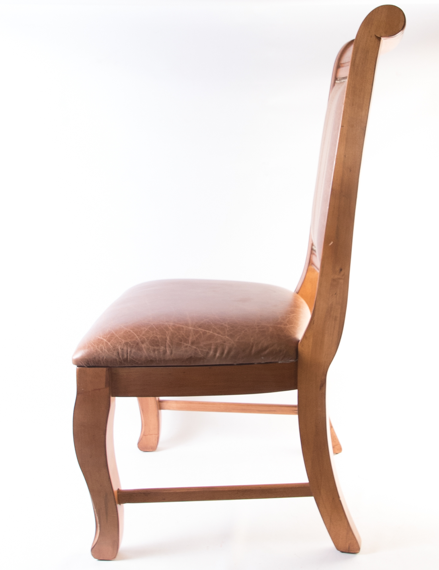 Six Wood and Leather Dining Chairs