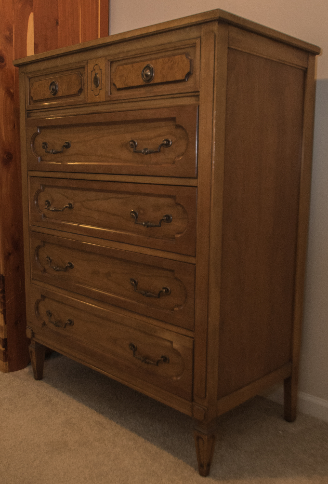 Vintage Walnut Finish Chest of Drawers