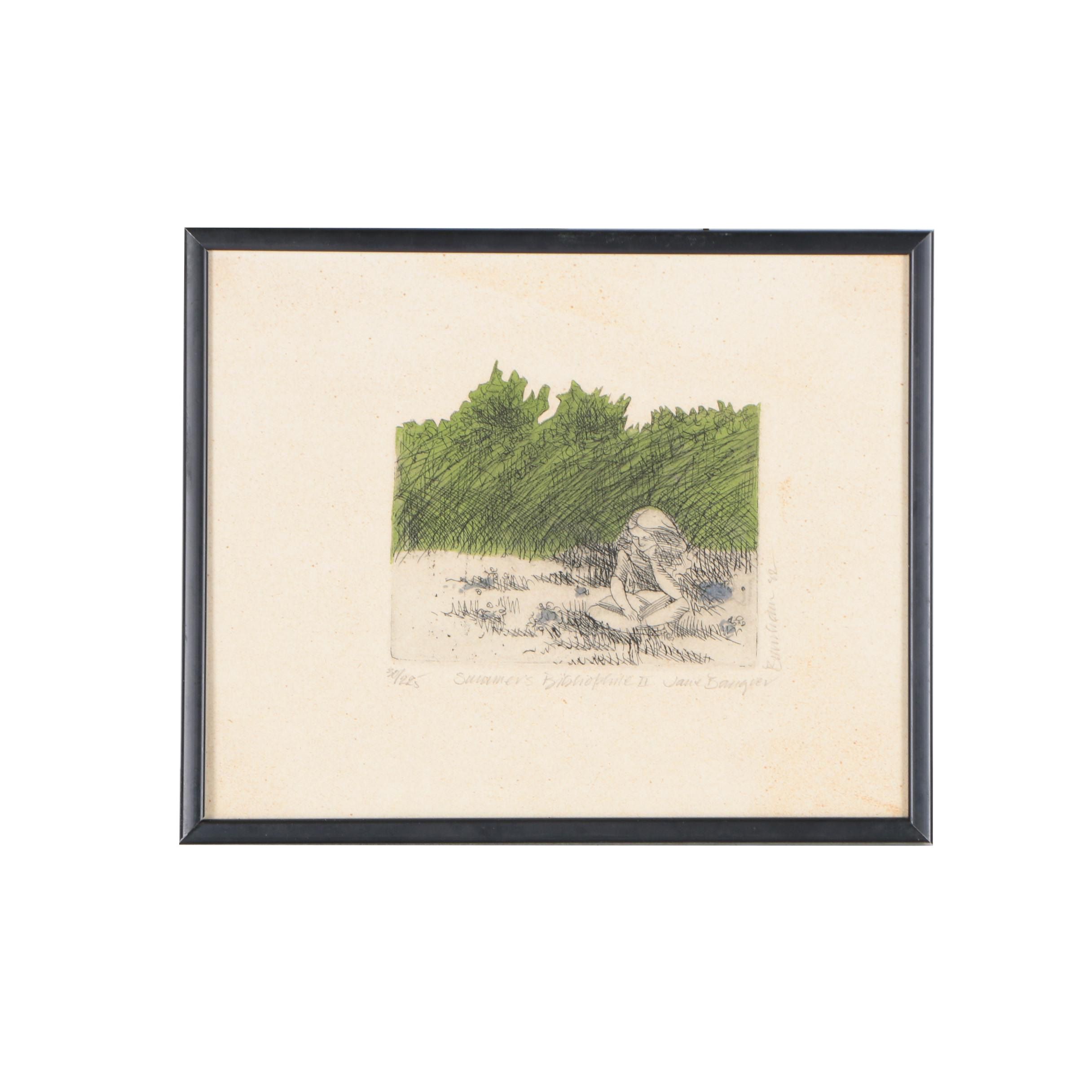 1982 Limited Edition Hand-Colored Etching "Summer's Bibliophile II"