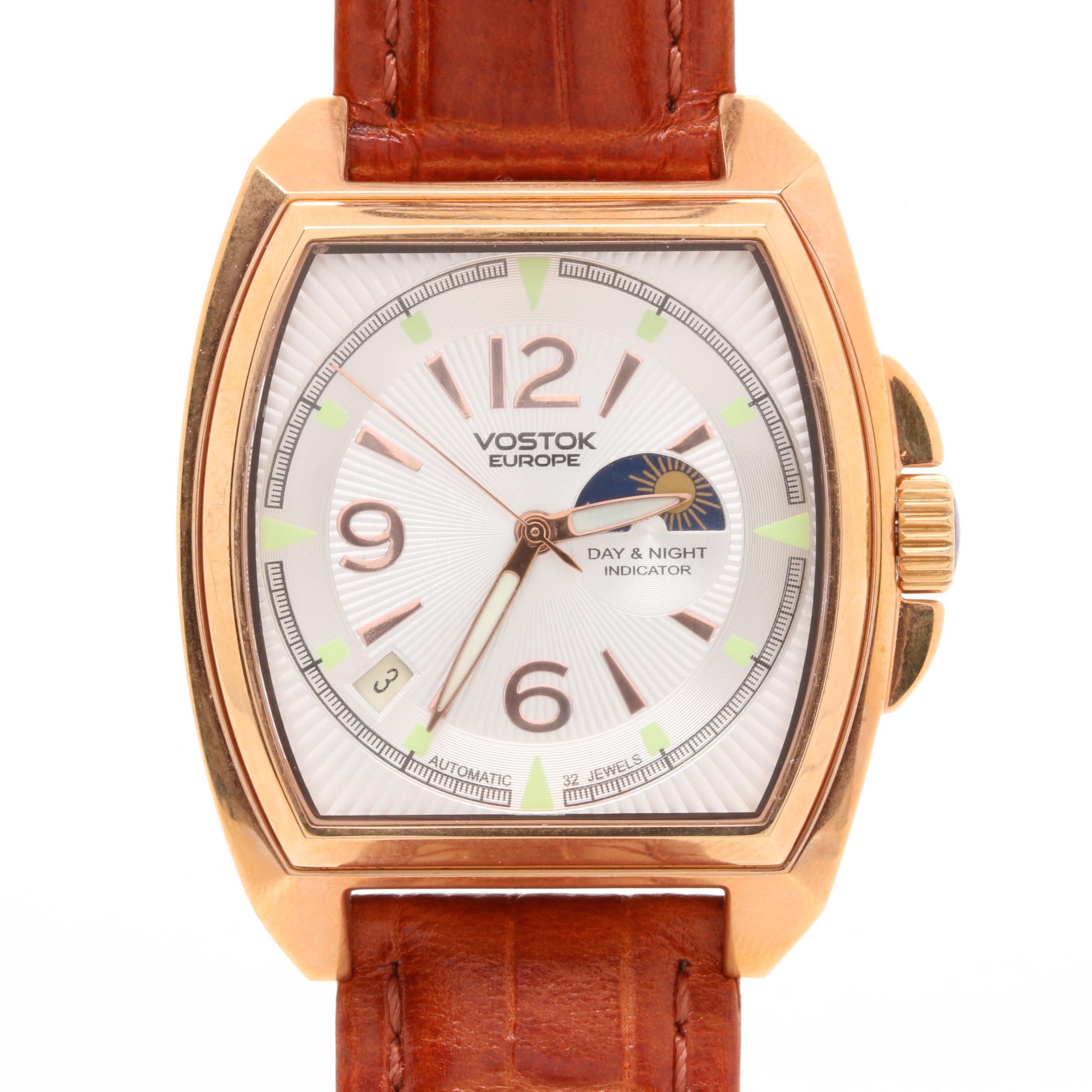 Vostok Stainless Steel Rose Tone Moon Phase Watch