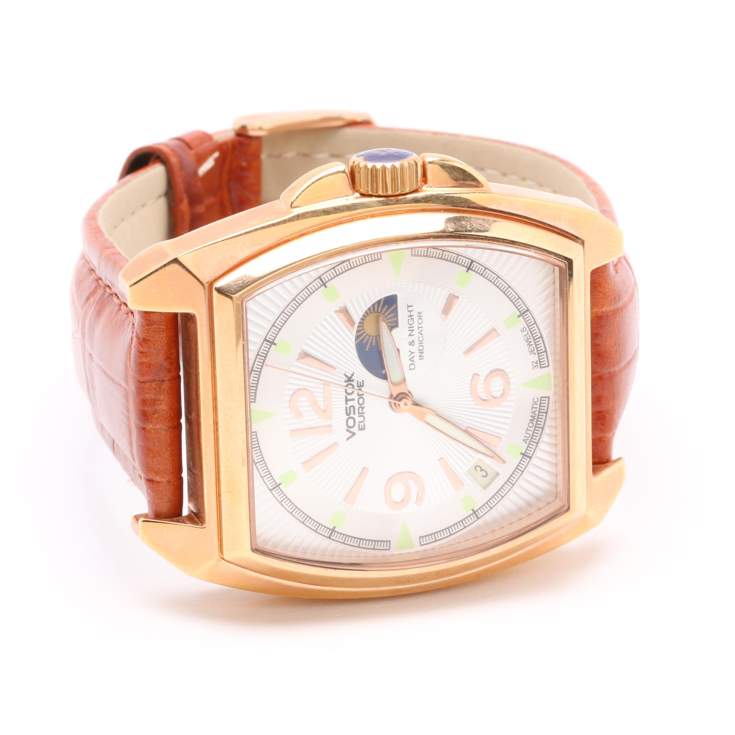 Vostok Stainless Steel Rose Tone Moon Phase Watch