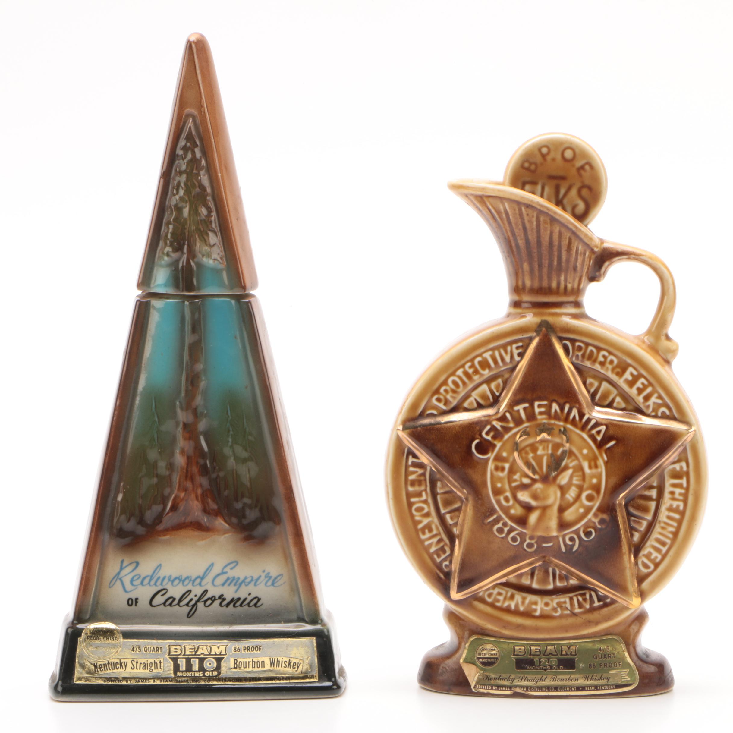 1960s Jim Beam Ceramic Decanters Including "Redwood Empire of California"