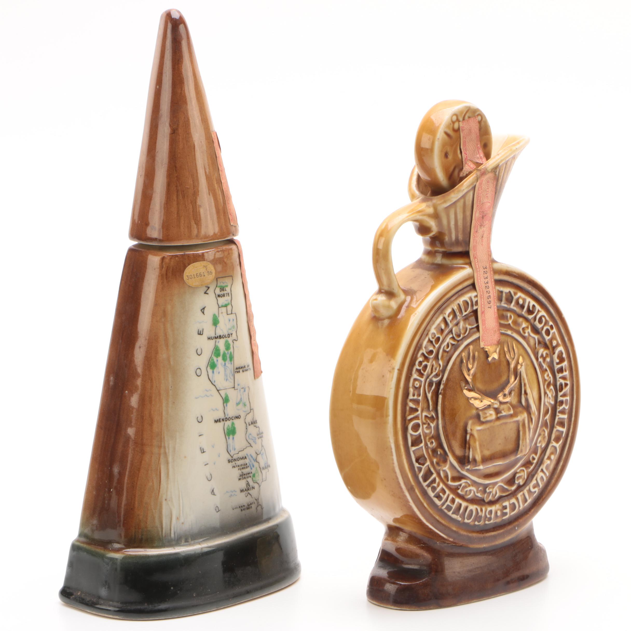 1960s Jim Beam Ceramic Decanters Including "Redwood Empire of California"