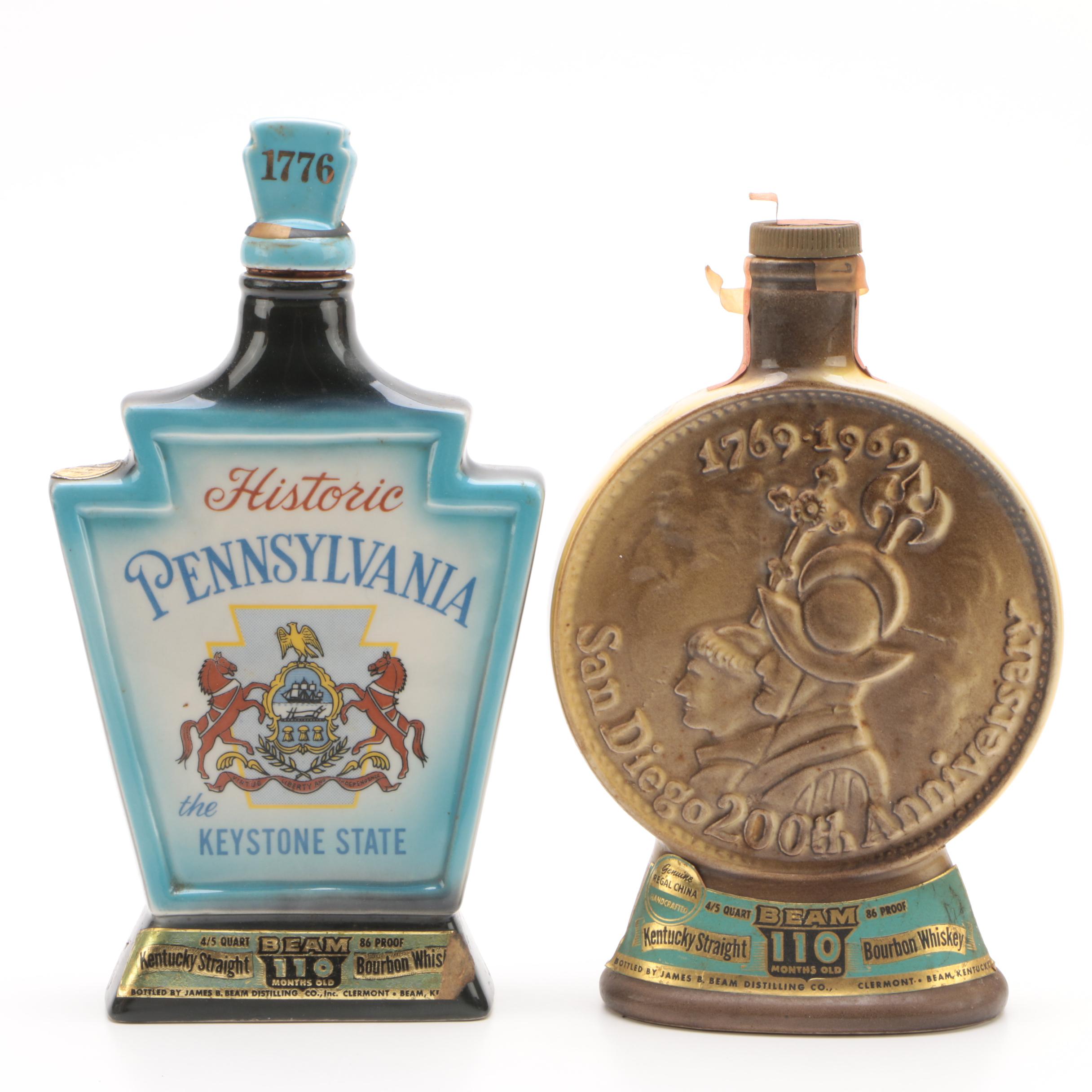 1960s Jim Beam Ceramic Decanters Including "Redwood Empire of California"