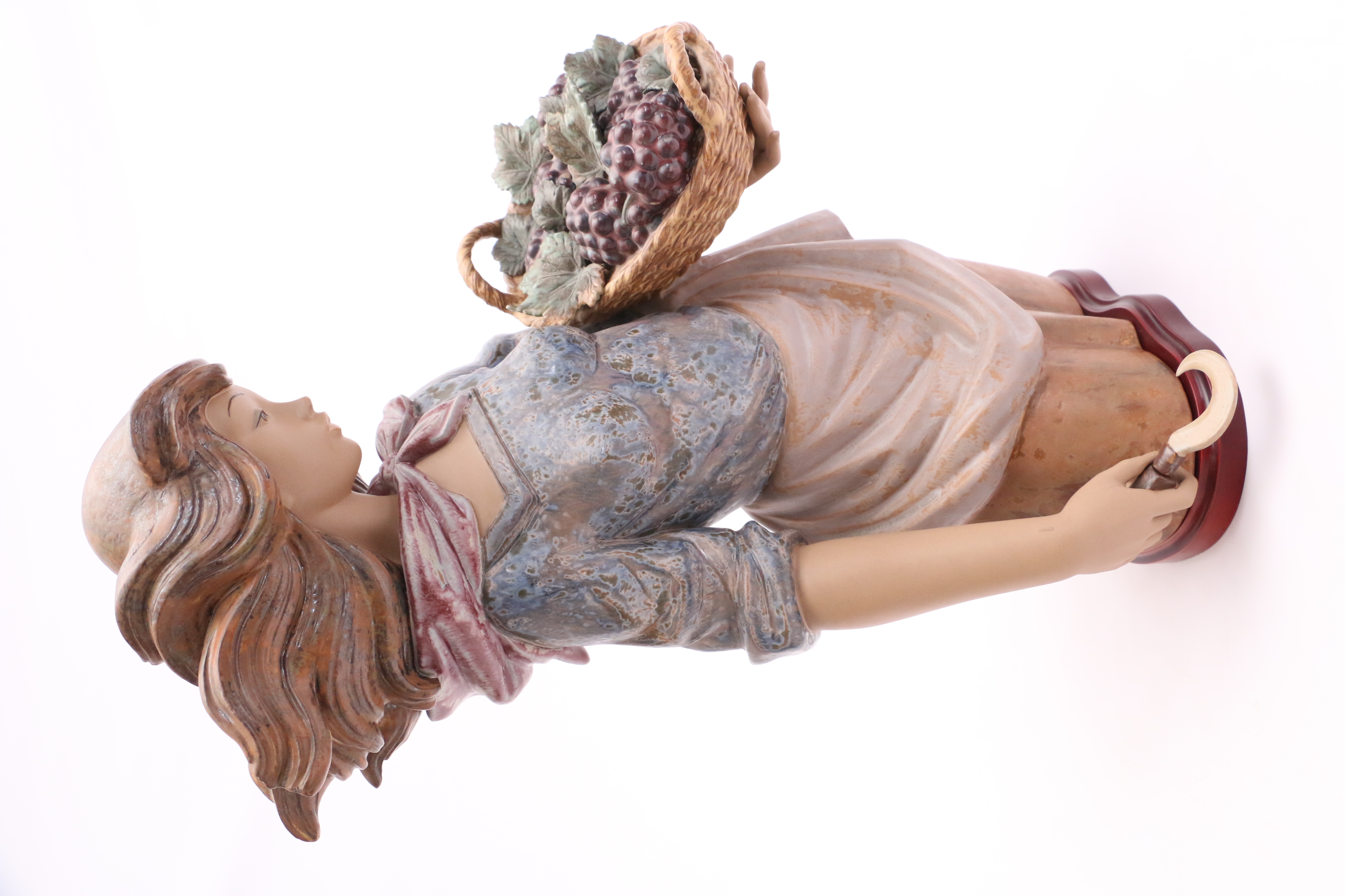 Lladró Girl Harvesting Grapes Porcelain Figurine with Gres Finish