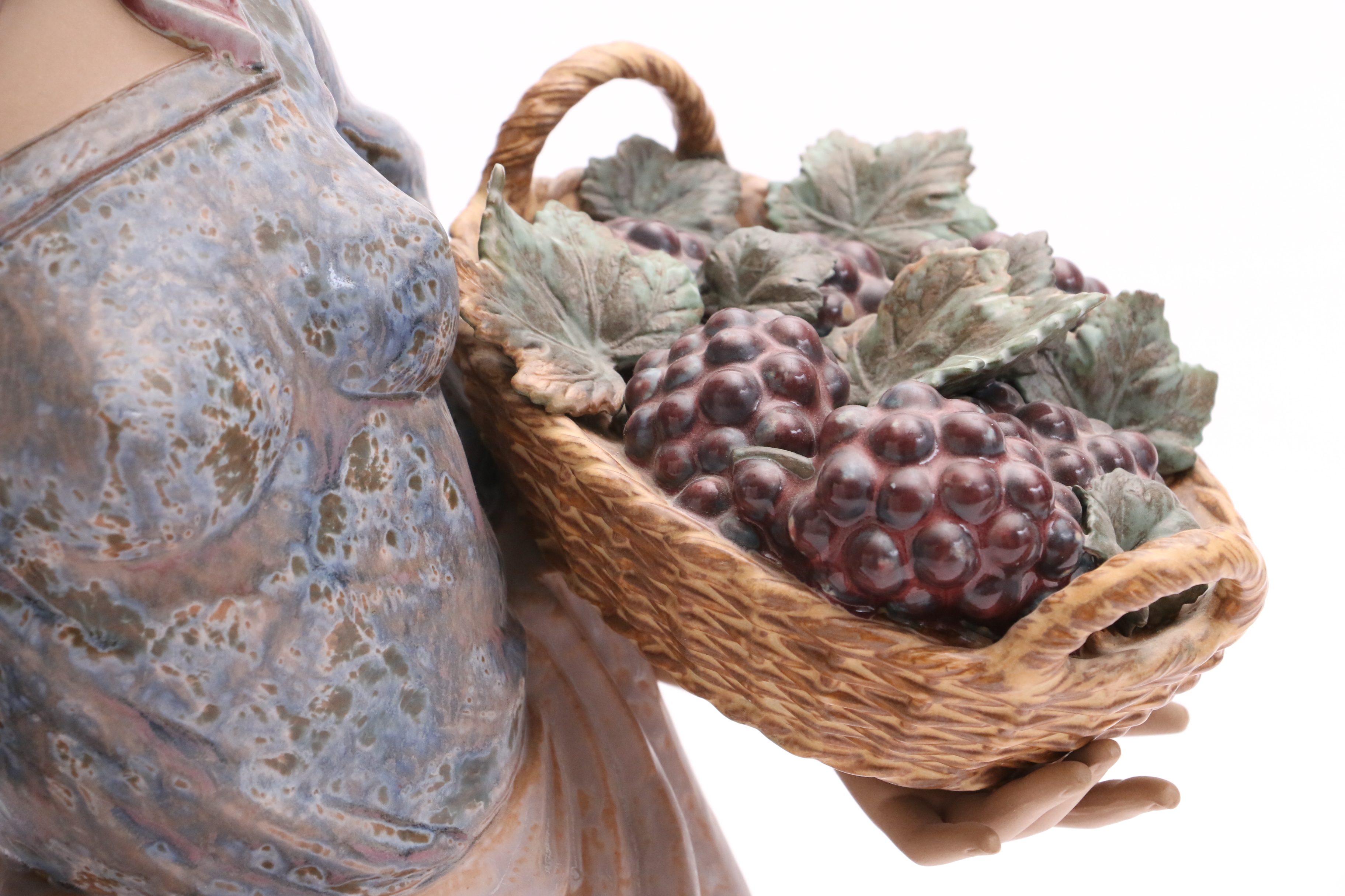 Lladró Girl Harvesting Grapes Porcelain Figurine with Gres Finish