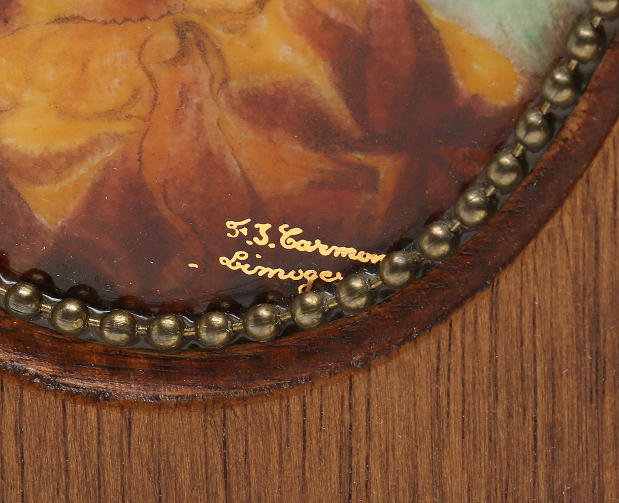 F.J. Carmona Limoges Plaque After Jean-Honoré Fragonard "A Young Girl Reading"