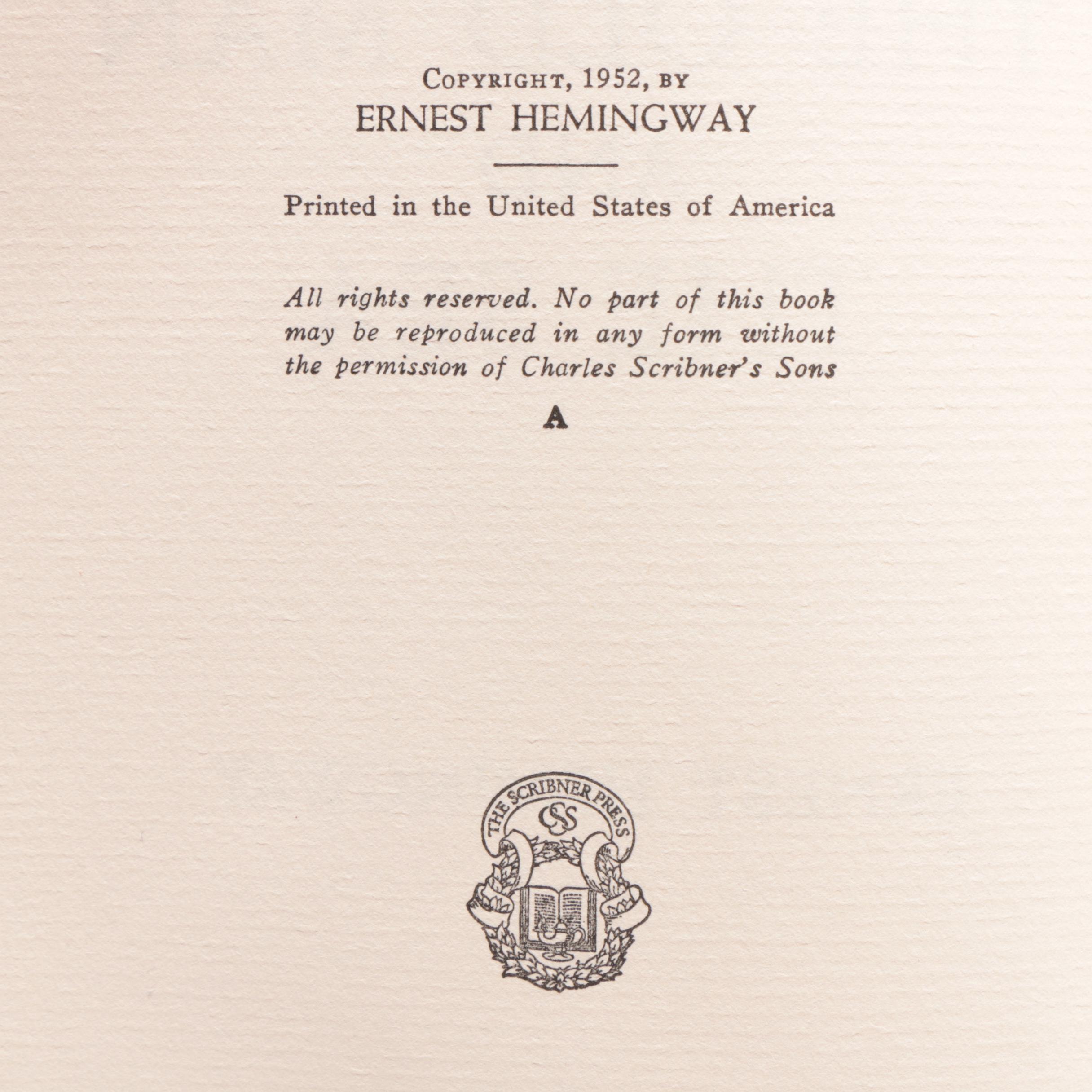 1952 First Issue "The Old Man and the Sea" by Ernest Hemingway