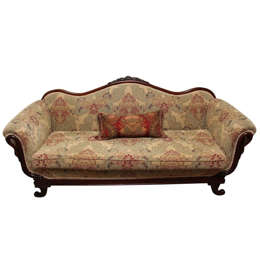 Chippendale Style Swan Accented Sofa