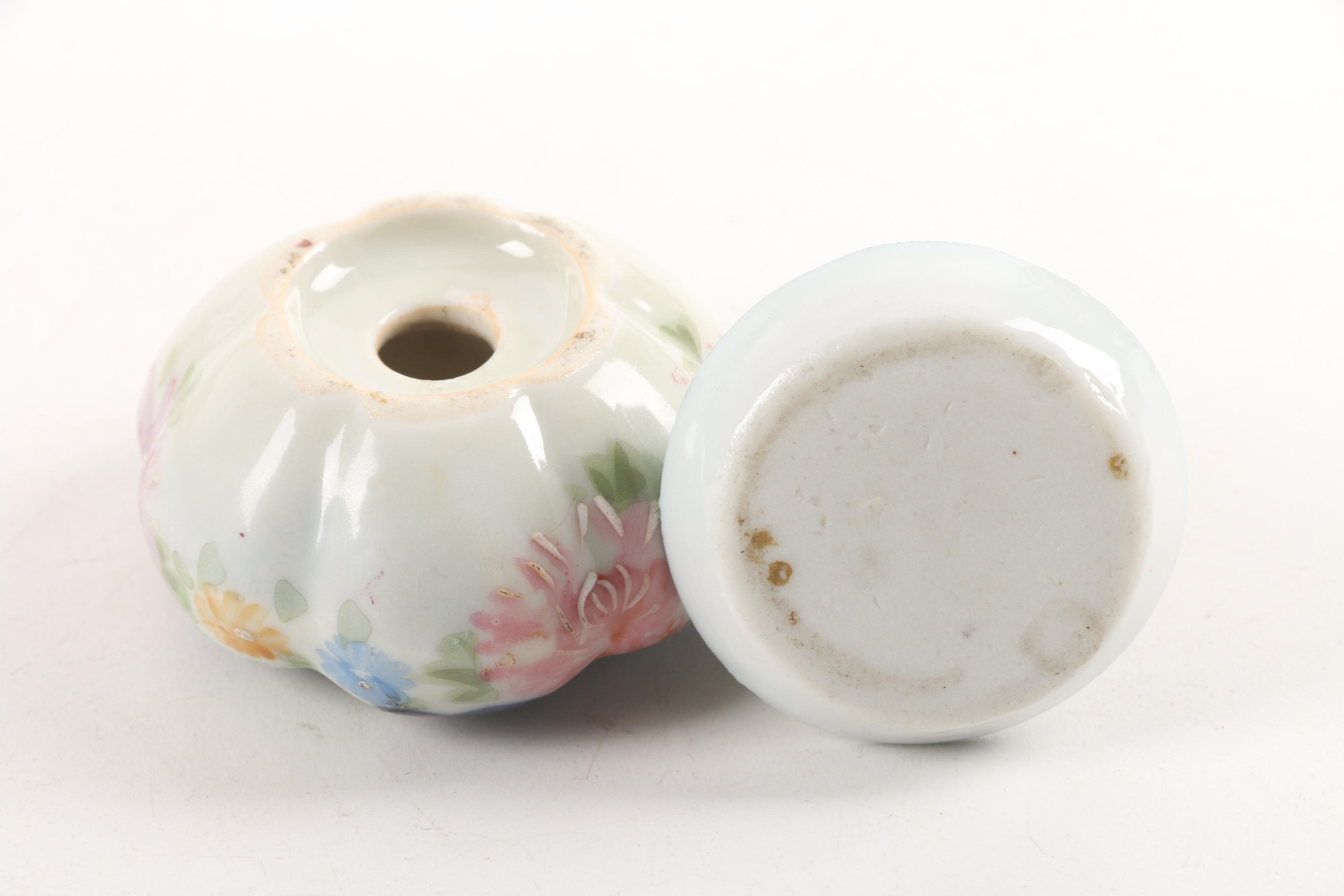 Vintage Nippon Porcelain Condiment Tray with Hat Pin Holders