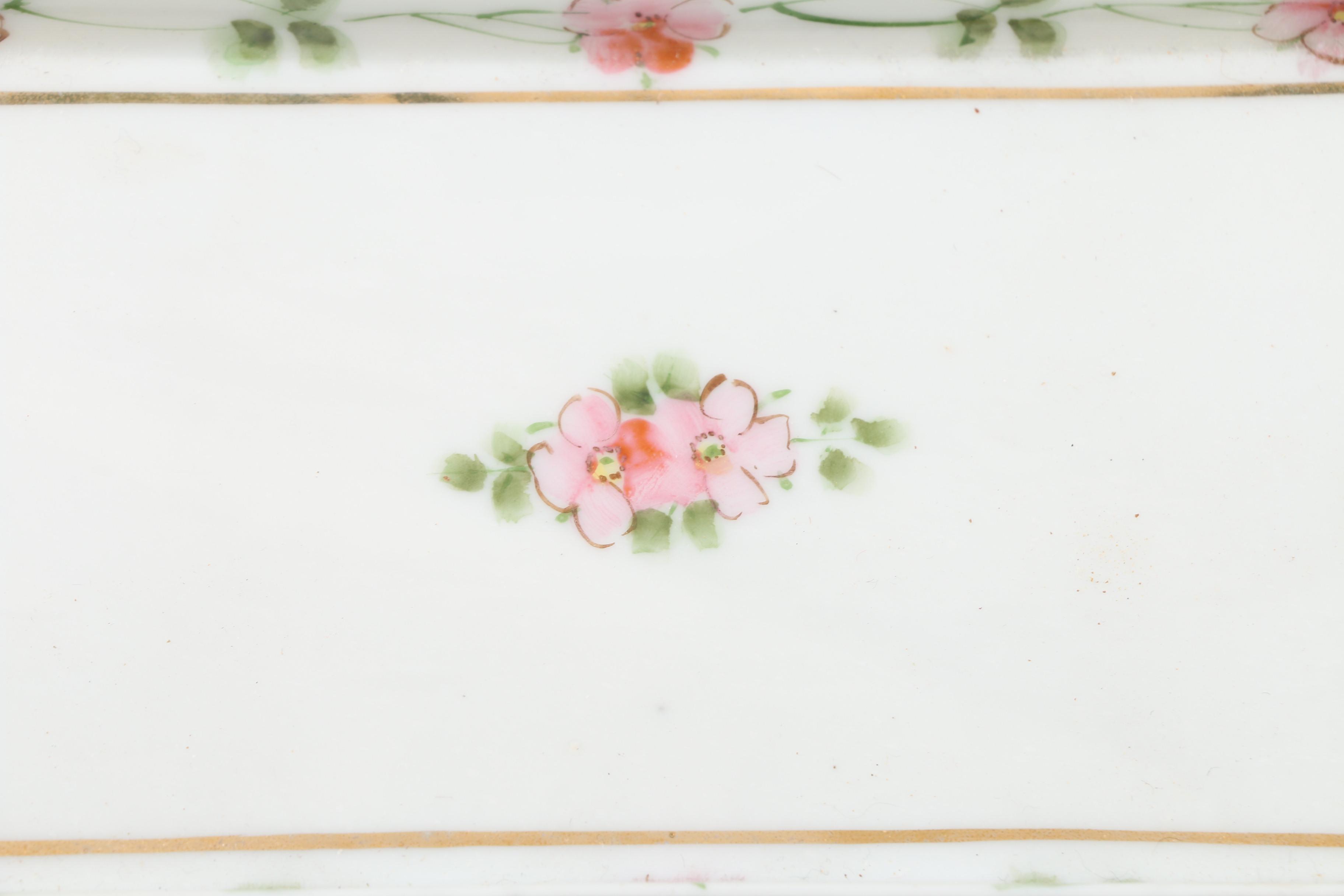 Vintage Nippon Porcelain Condiment Tray with Hat Pin Holders