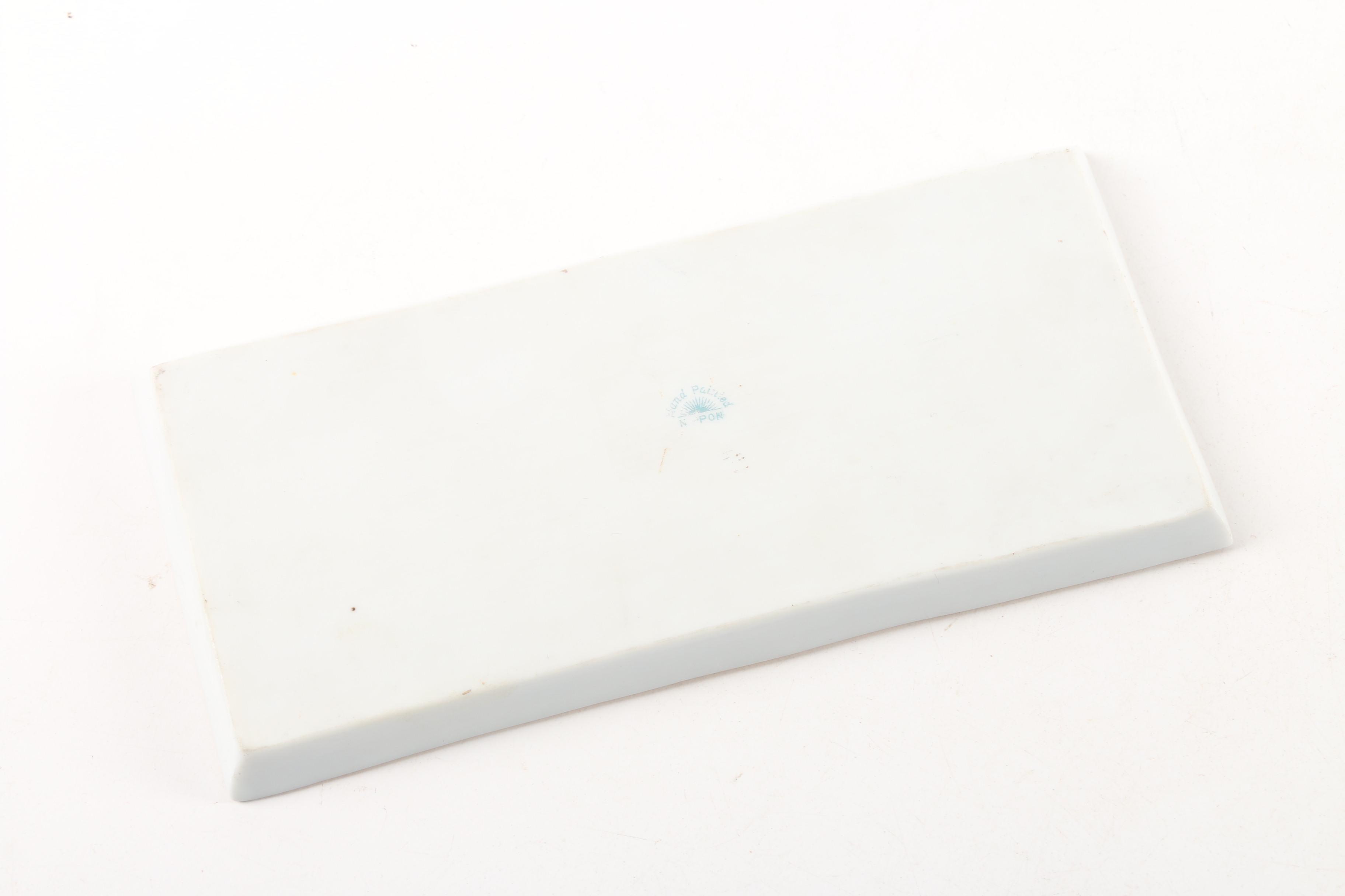 Vintage Nippon Porcelain Condiment Tray with Hat Pin Holders