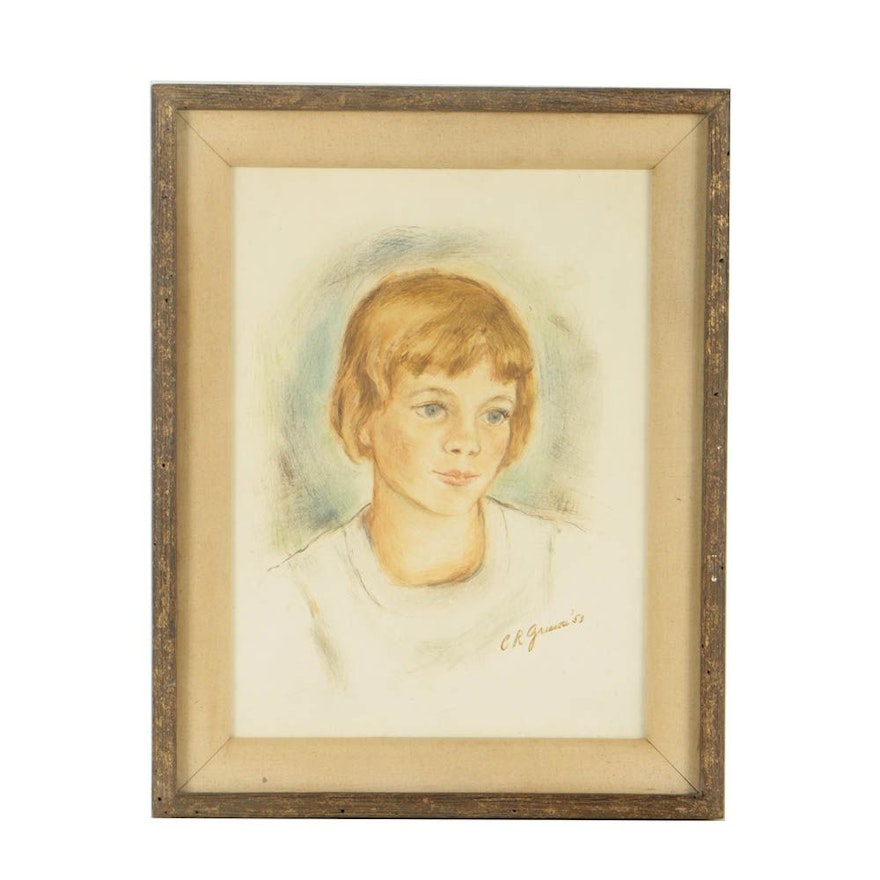 1953 Oil Painting on Board Portrait of a Young Woman