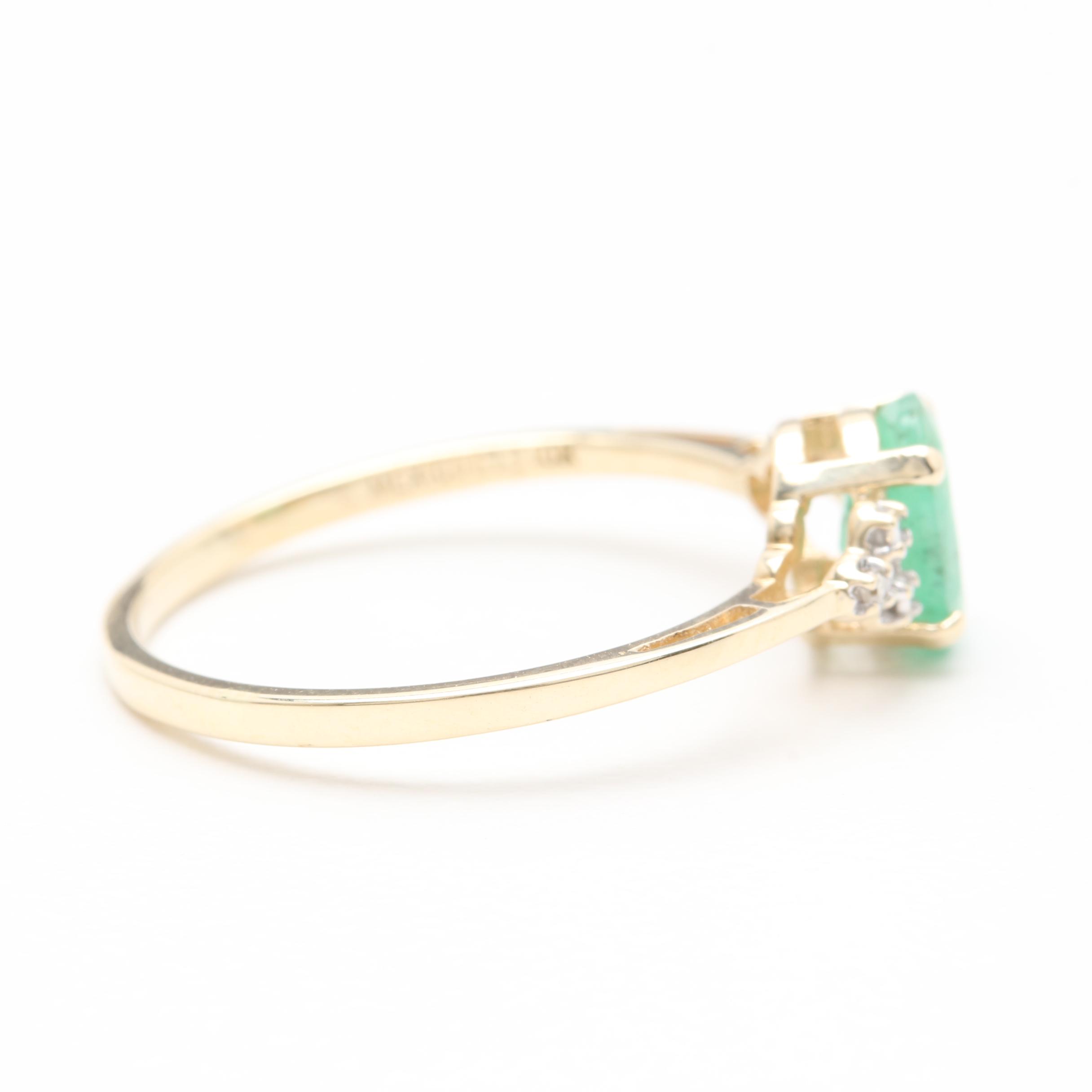 10K Yellow Gold Emerald and Diamond Ring