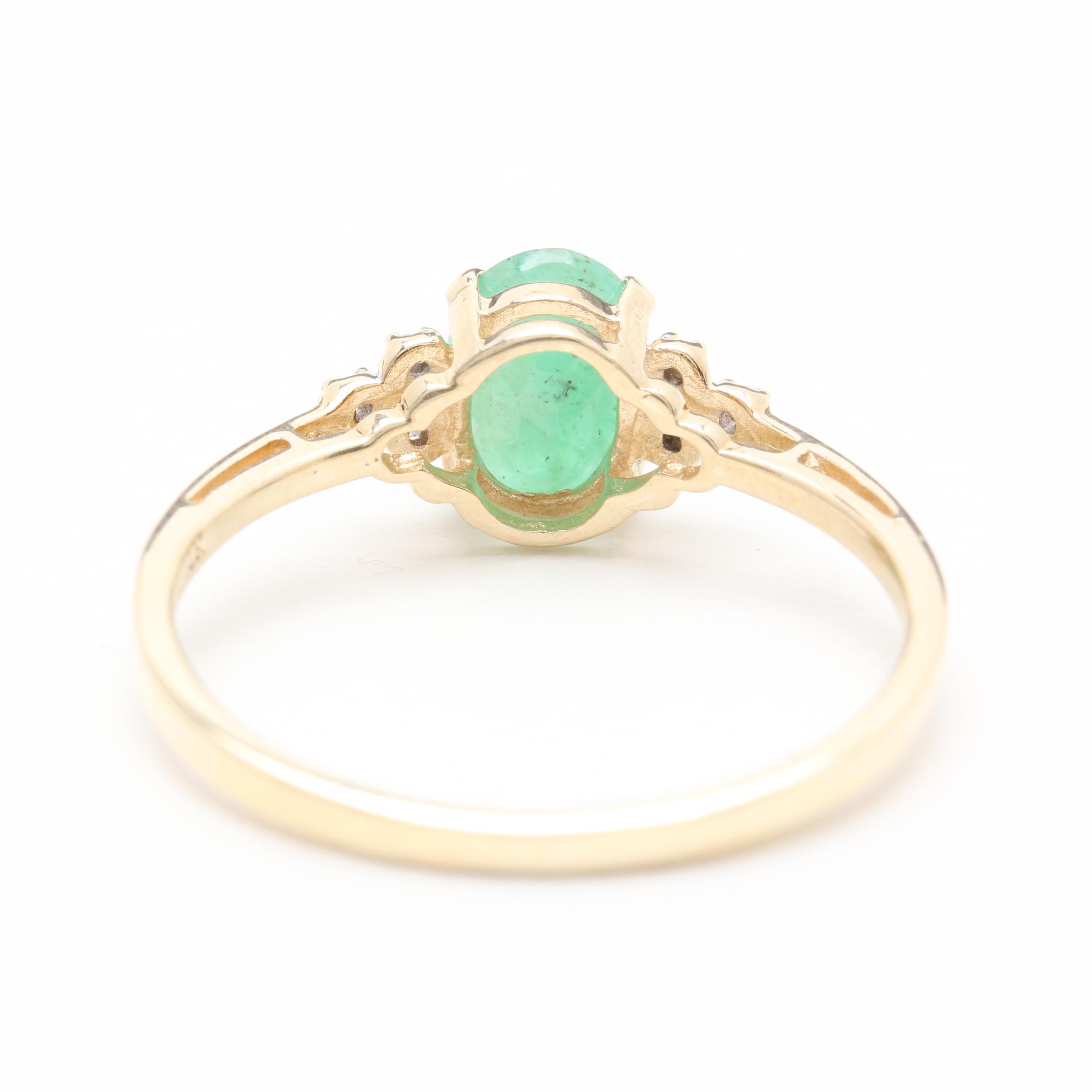10K Yellow Gold Emerald and Diamond Ring