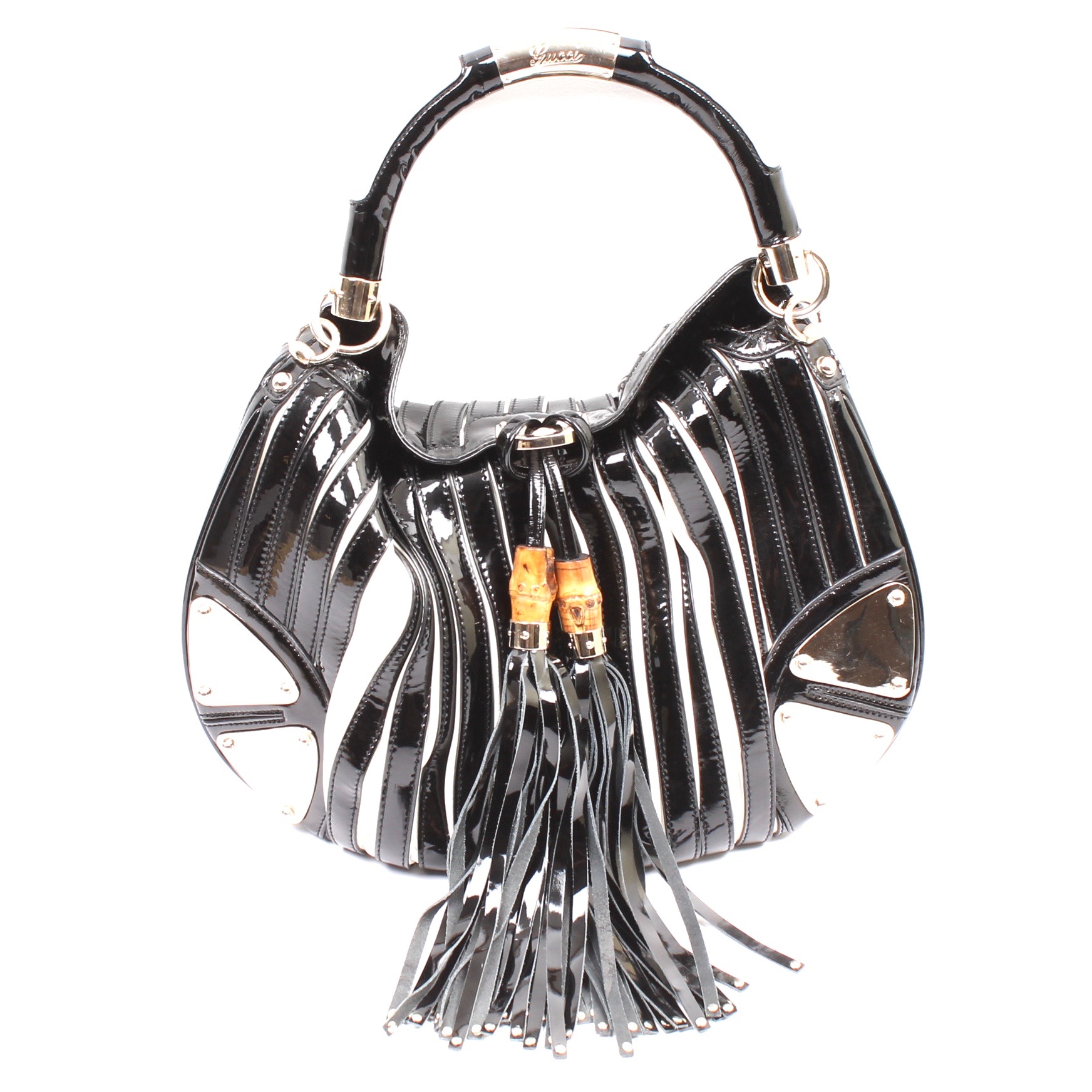 Gucci Black and White Leather "Babouska Indy" Runway Handbag