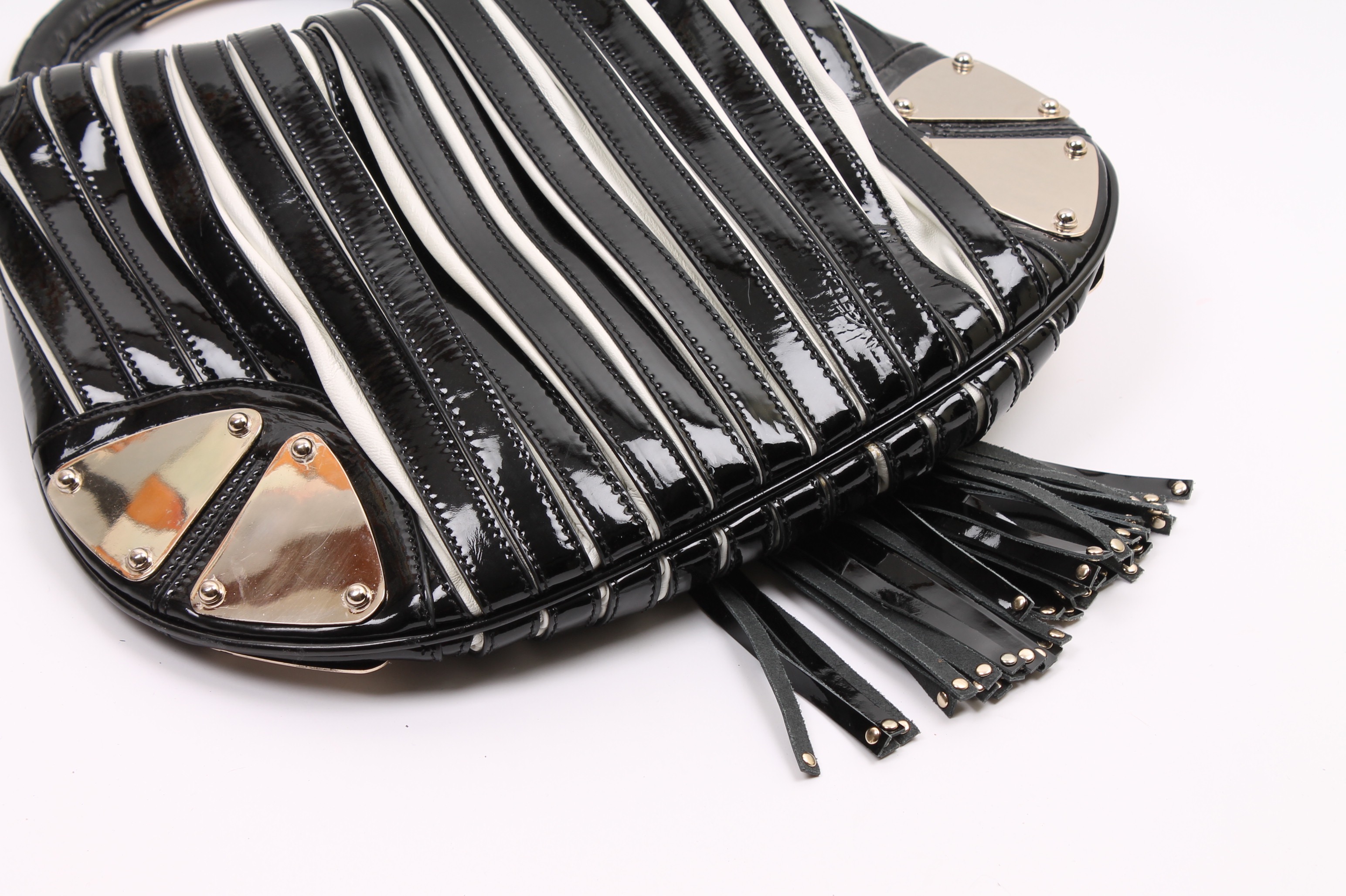 Gucci Black and White Leather "Babouska Indy" Runway Handbag