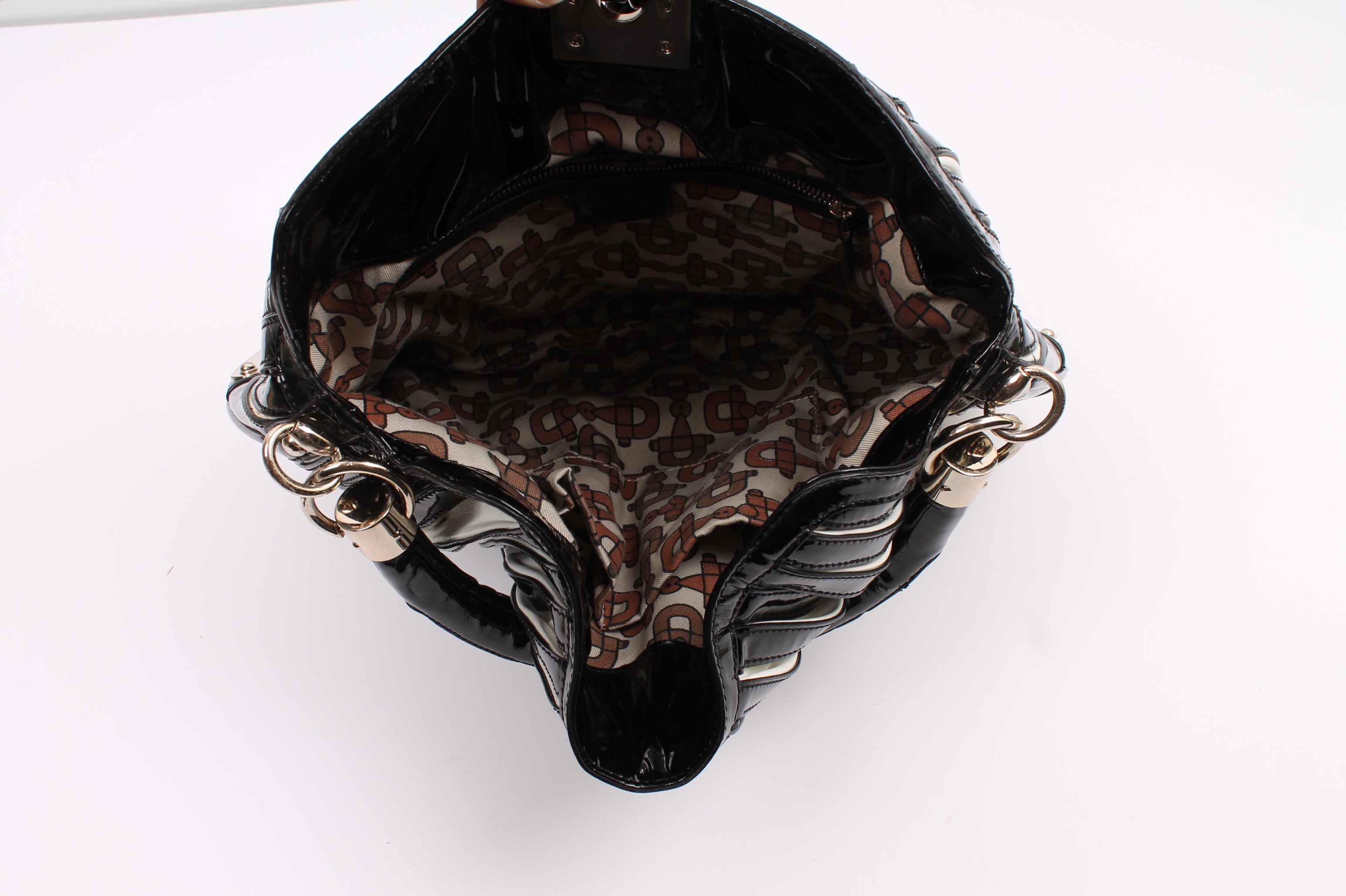 Gucci Black and White Leather "Babouska Indy" Runway Handbag