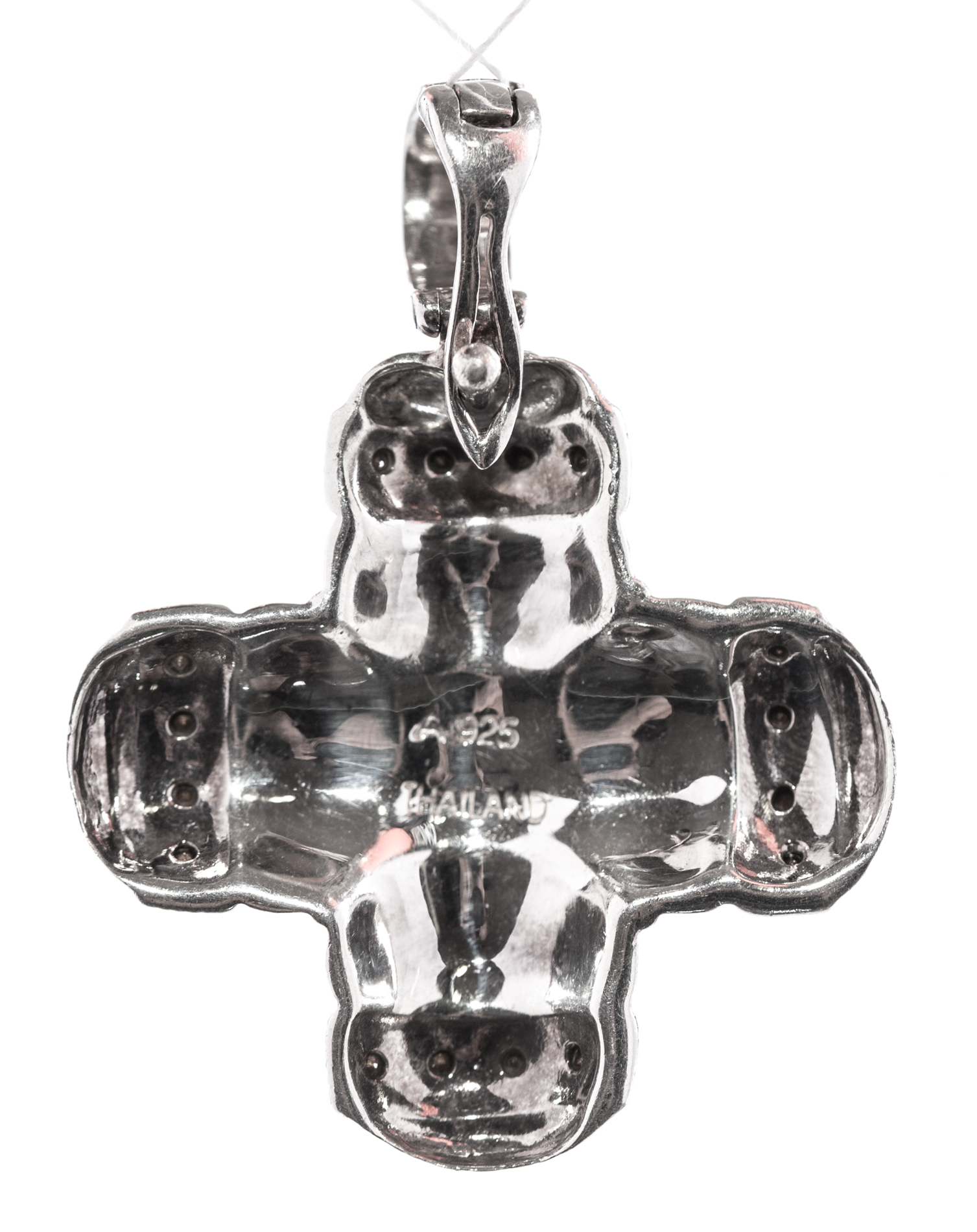 Sterling Silver Marcasite and Crystal Cross Enhancer Pendant