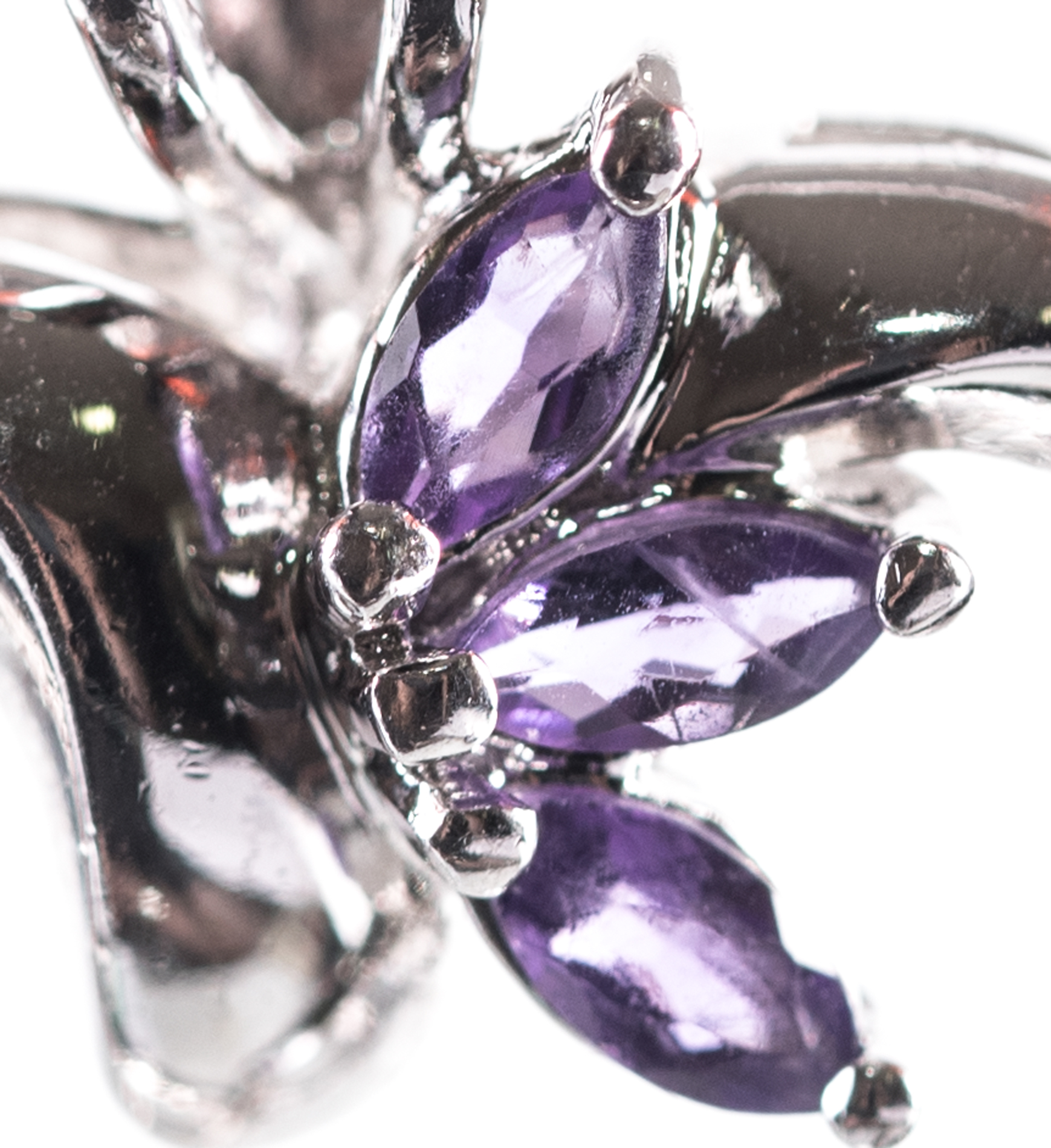 Sterling Silver Amethyst Open Heart Pendant