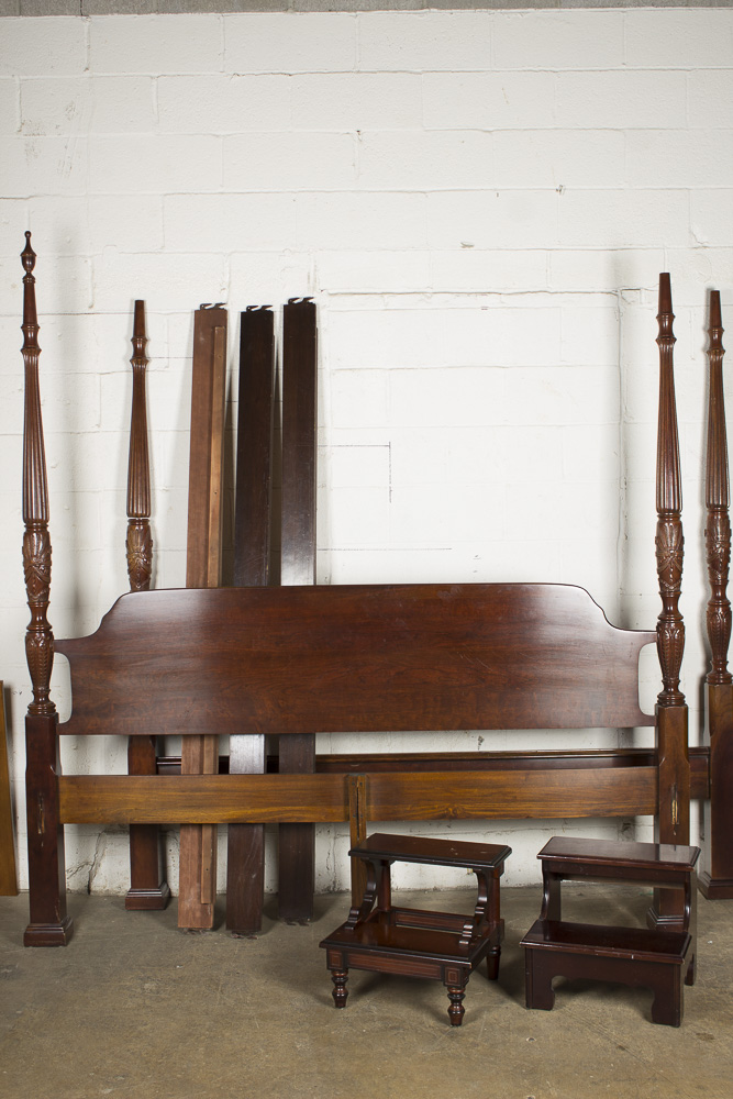 Federal Style King Size Bed Frame with Bed Steps by The Bombay Company