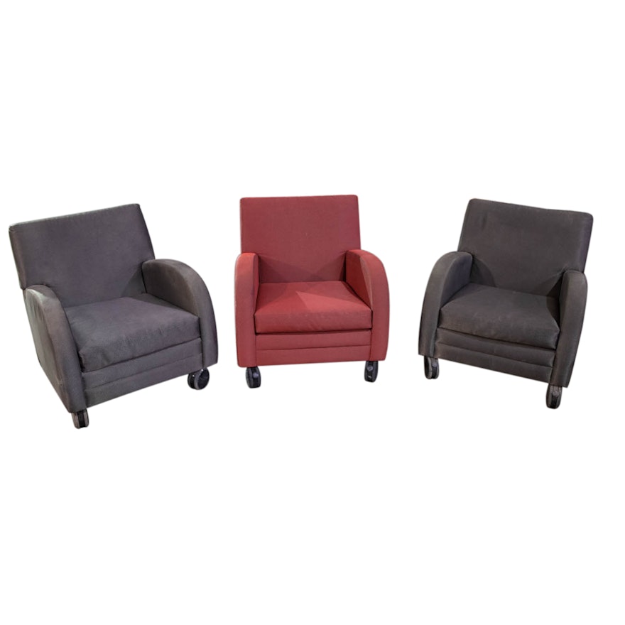 Three Modern Style Upholstered Chairs From Great American Ball Park COA